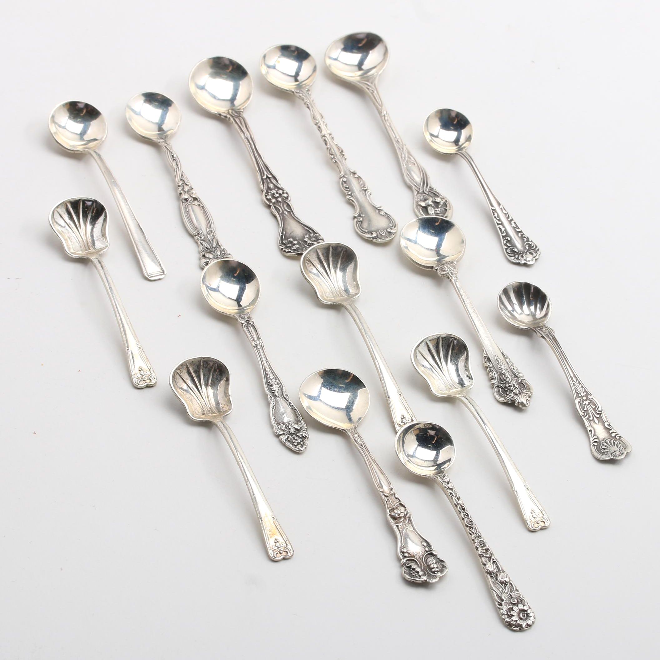 Fifteen Sterling Silver Salt Spoons in Various Patterns