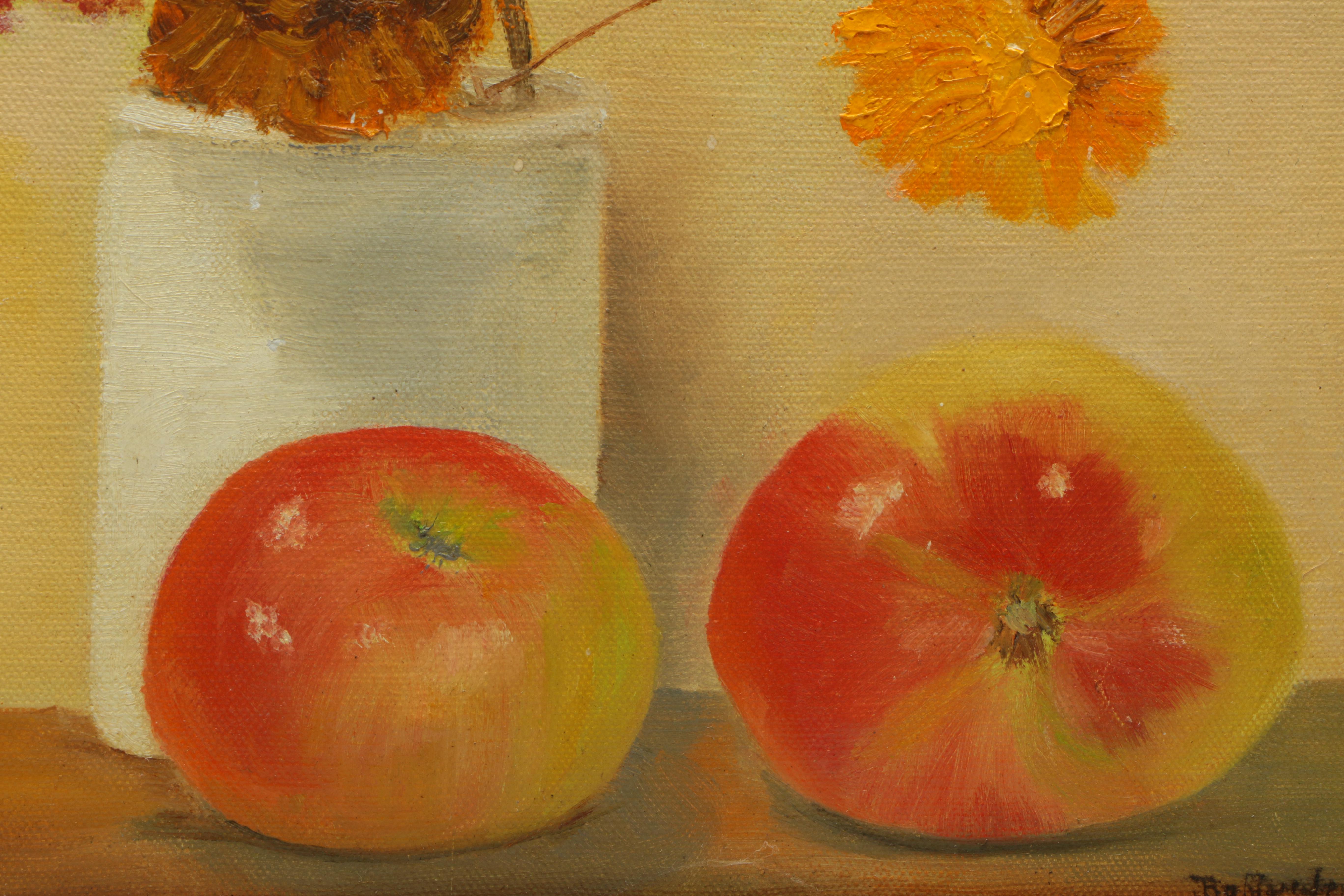 Joan Bohlander Oil Painting on Canvas of a Still Life with Apples