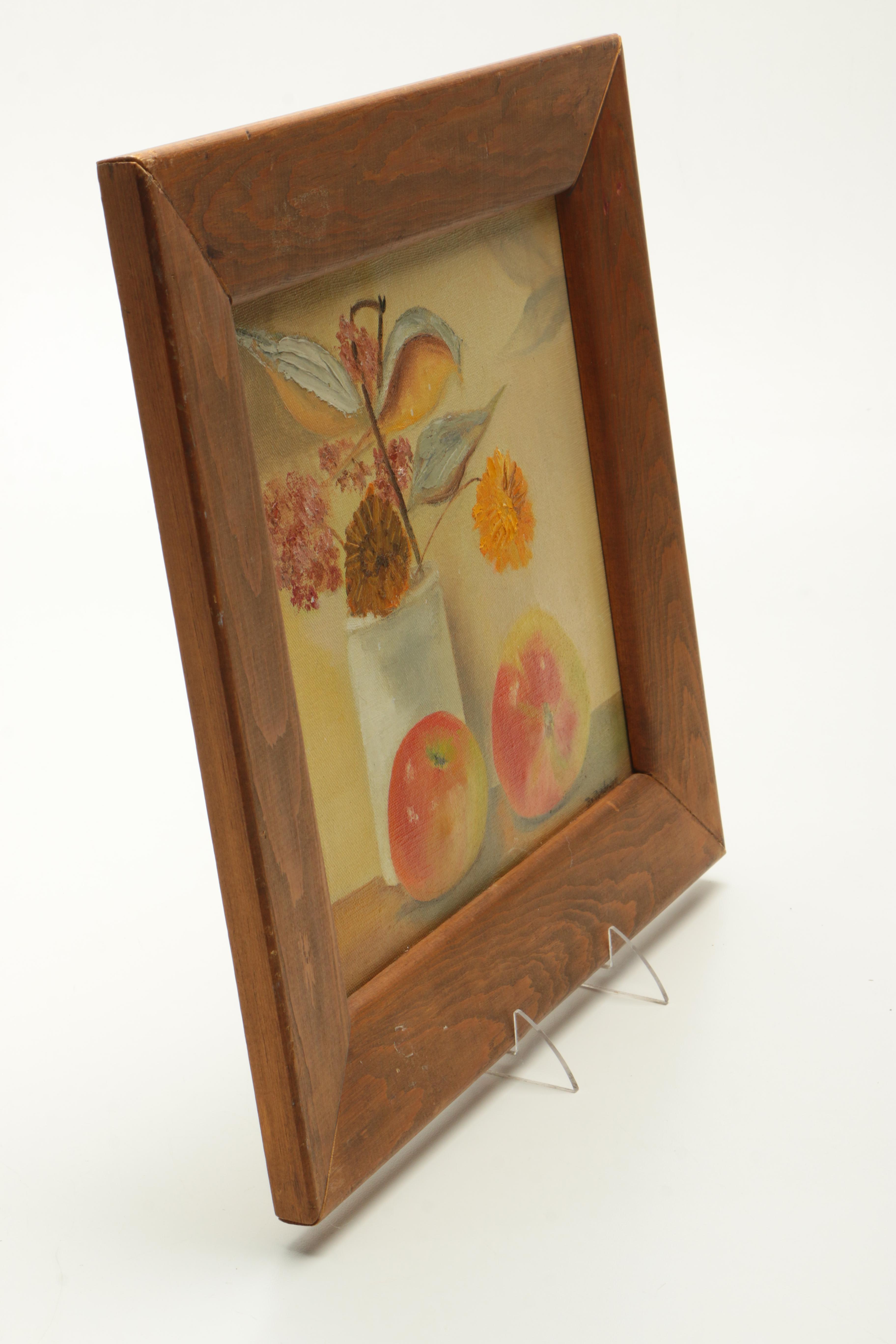 Joan Bohlander Oil Painting on Canvas of a Still Life with Apples