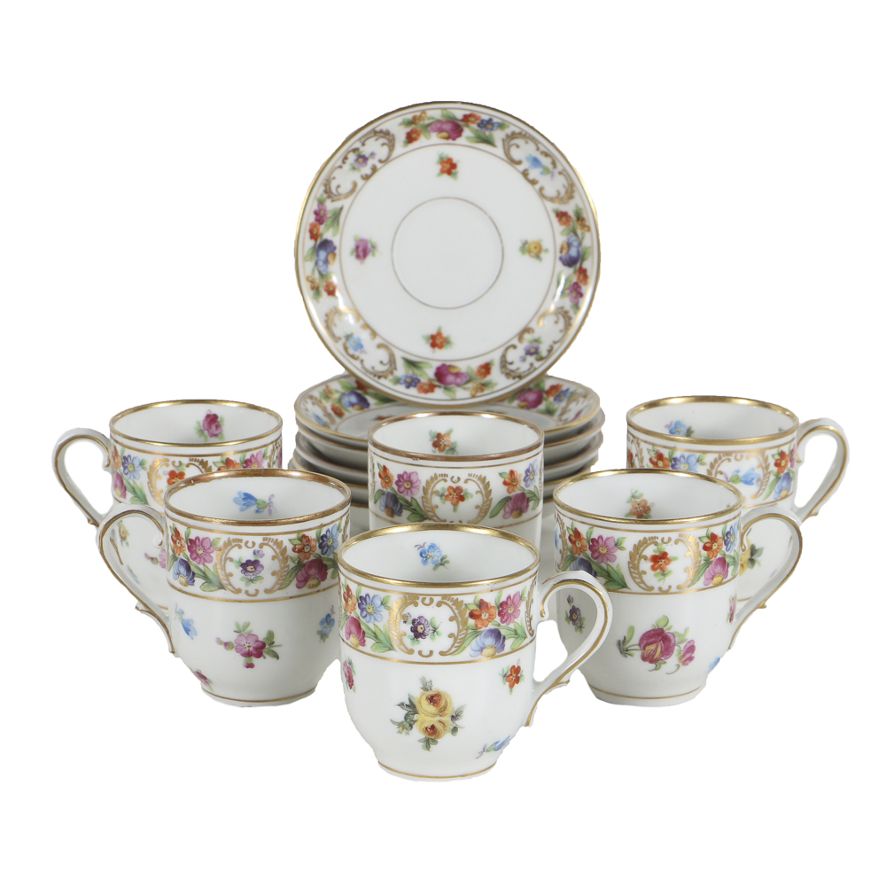 Schumann Porcelain Demitasse Cups and Saucers Service for Six