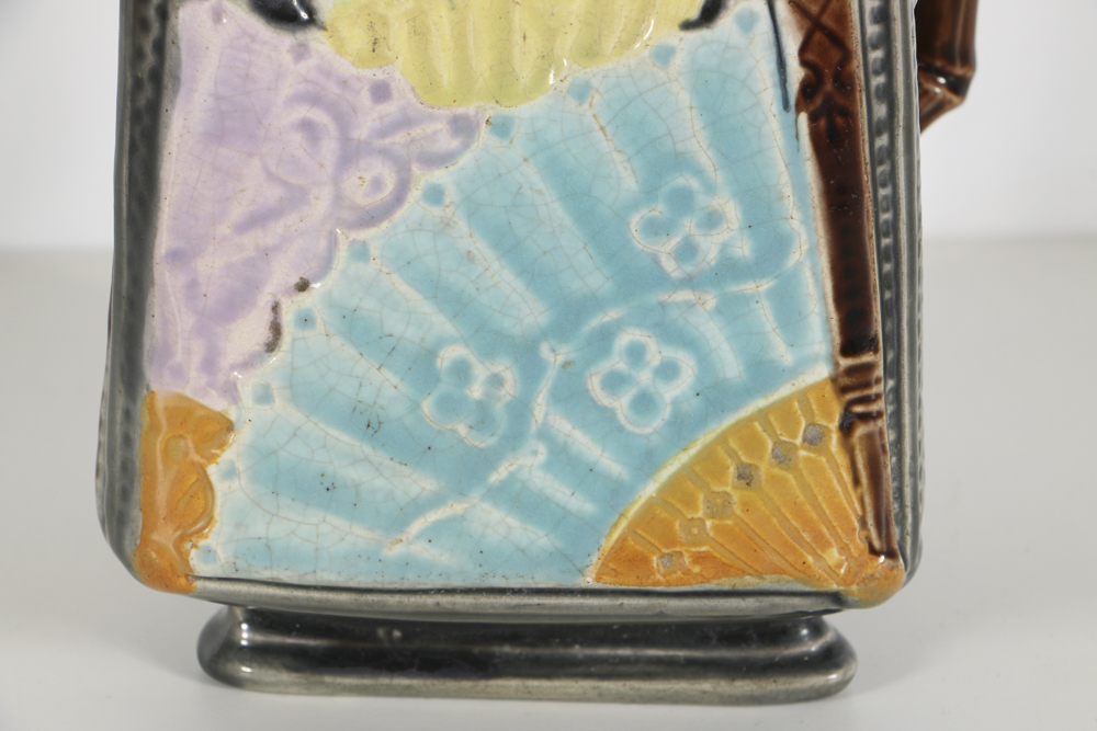 19th-Century Majolica Triangle Form Pitcher