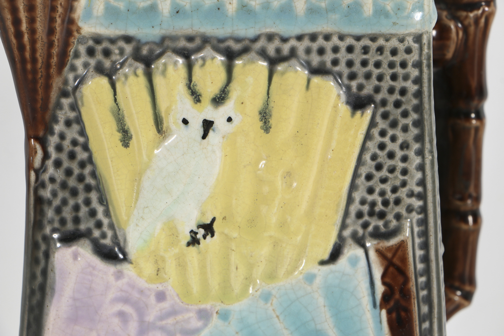 19th-Century Majolica Triangle Form Pitcher