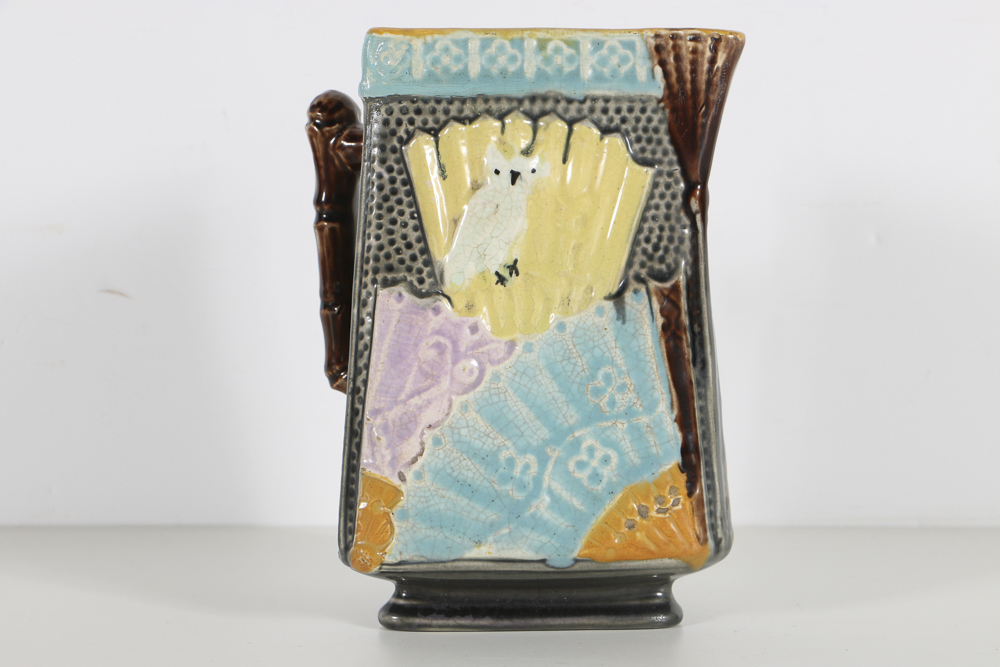 19th-Century Majolica Triangle Form Pitcher