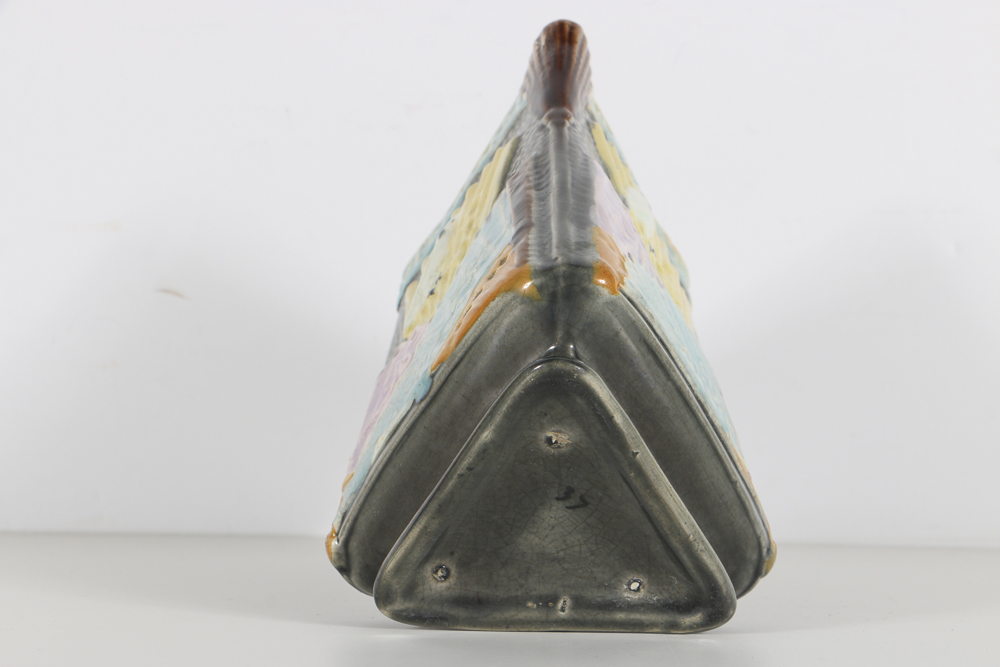19th-Century Majolica Triangle Form Pitcher