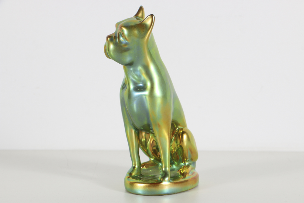 Zsolnay Ceramic Boxer Dog Figurine