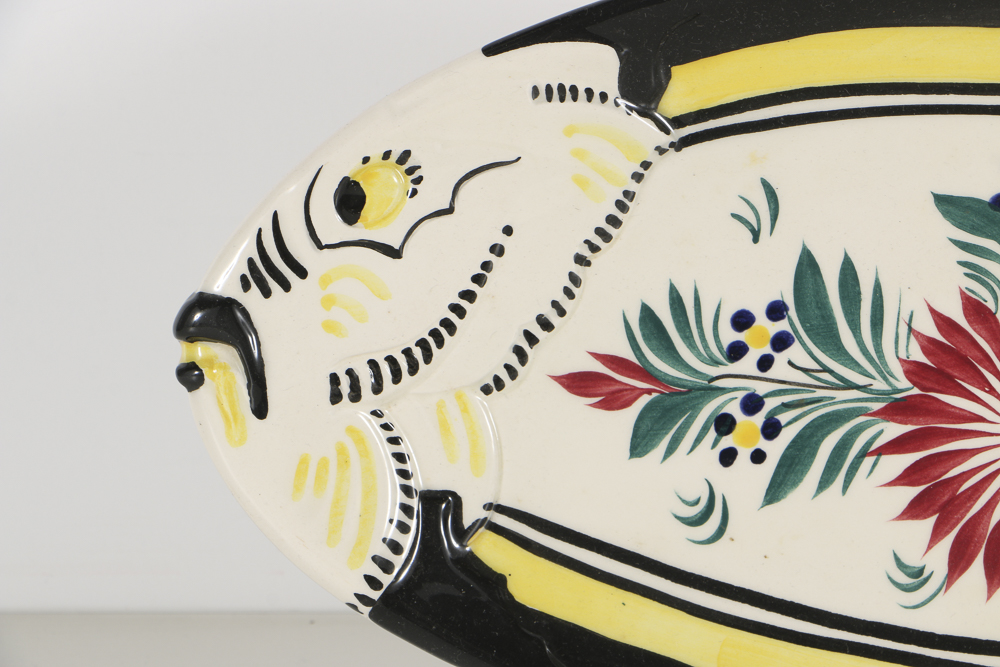 Henriot Quimper Faience Fish Console Bowl