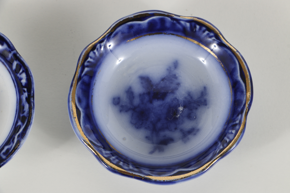 Group Of Six Blue and White Butter Pats