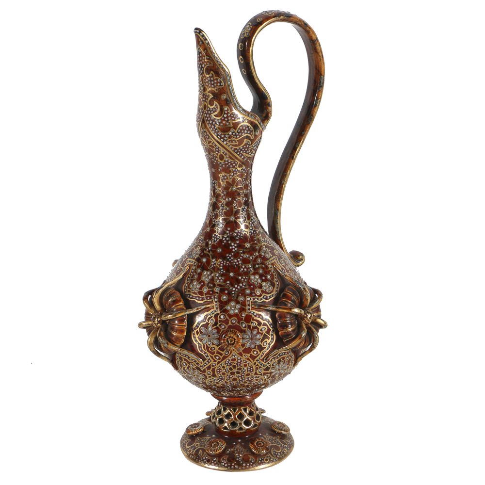 19th-Century Fischer J. Reticulated and Embossed Ewer