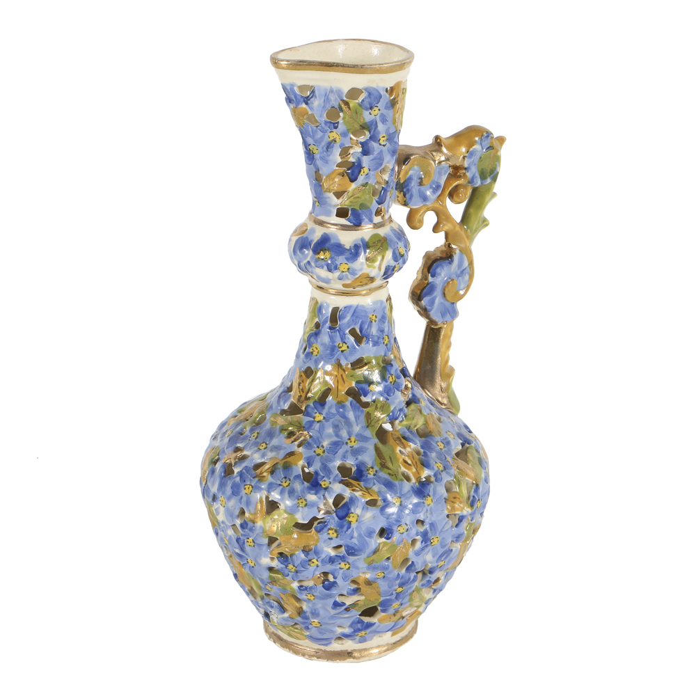 19th-Century Fischer J. Reticulated Ceramic Ewer