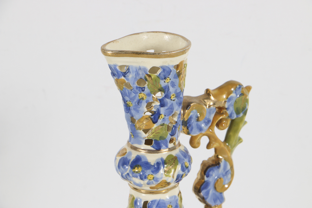 19th-Century Fischer J. Reticulated Ceramic Ewer