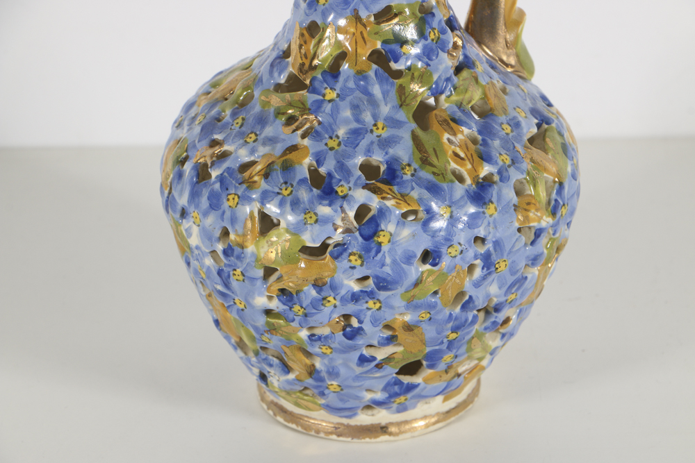 19th-Century Fischer J. Reticulated Ceramic Ewer