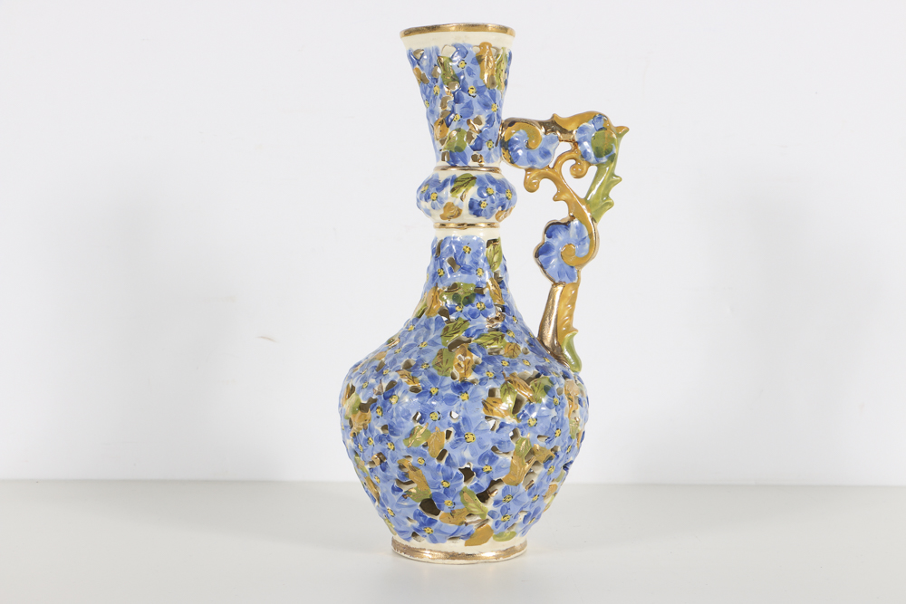 19th-Century Fischer J. Reticulated Ceramic Ewer