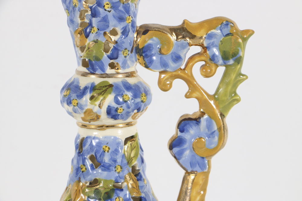 19th-Century Fischer J. Reticulated Ceramic Ewer