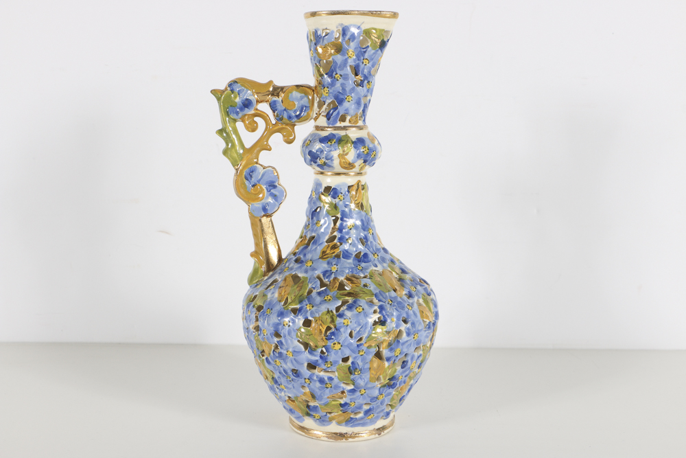 19th-Century Fischer J. Reticulated Ceramic Ewer