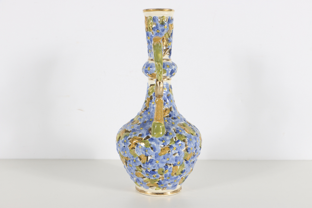 19th-Century Fischer J. Reticulated Ceramic Ewer