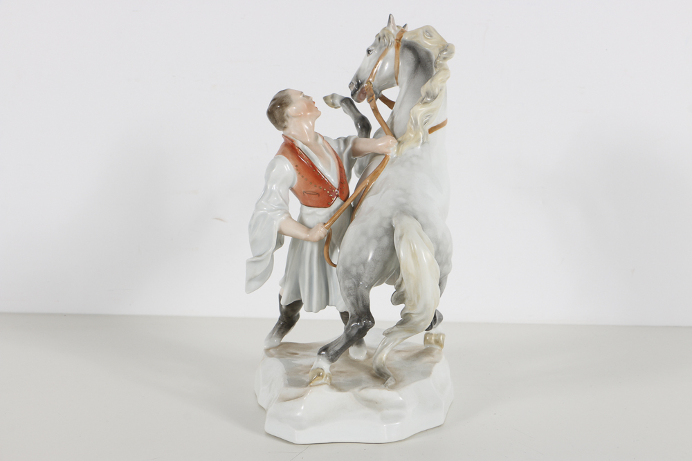 Herend Porcelain Figural Group of a Man and Horse