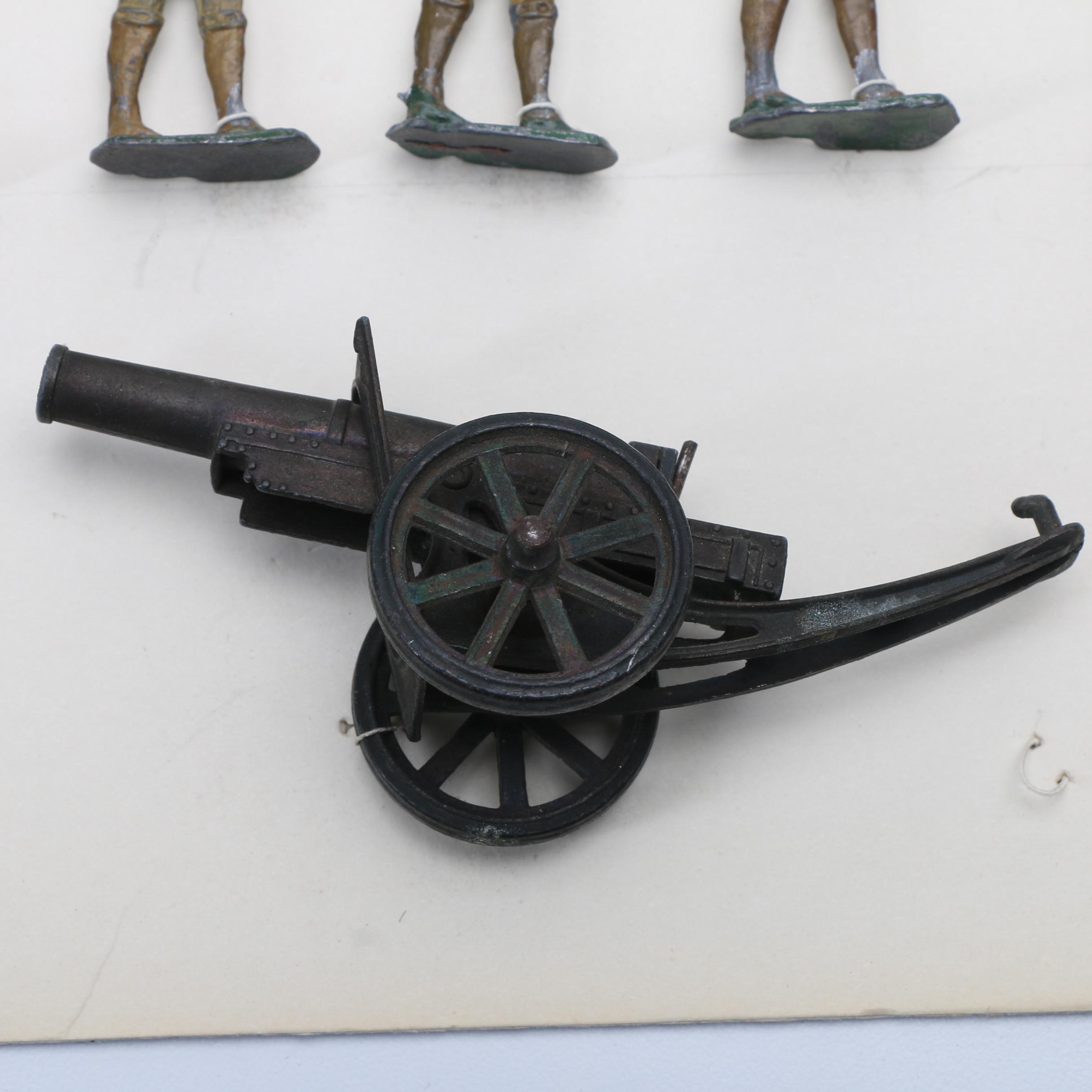 Grouping of Antique Painted Lead Soldiers Marching and on Horses