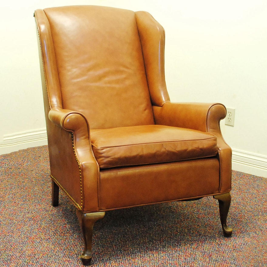 Vintage Leather Wingback Chair from Joseph Lang Furniture