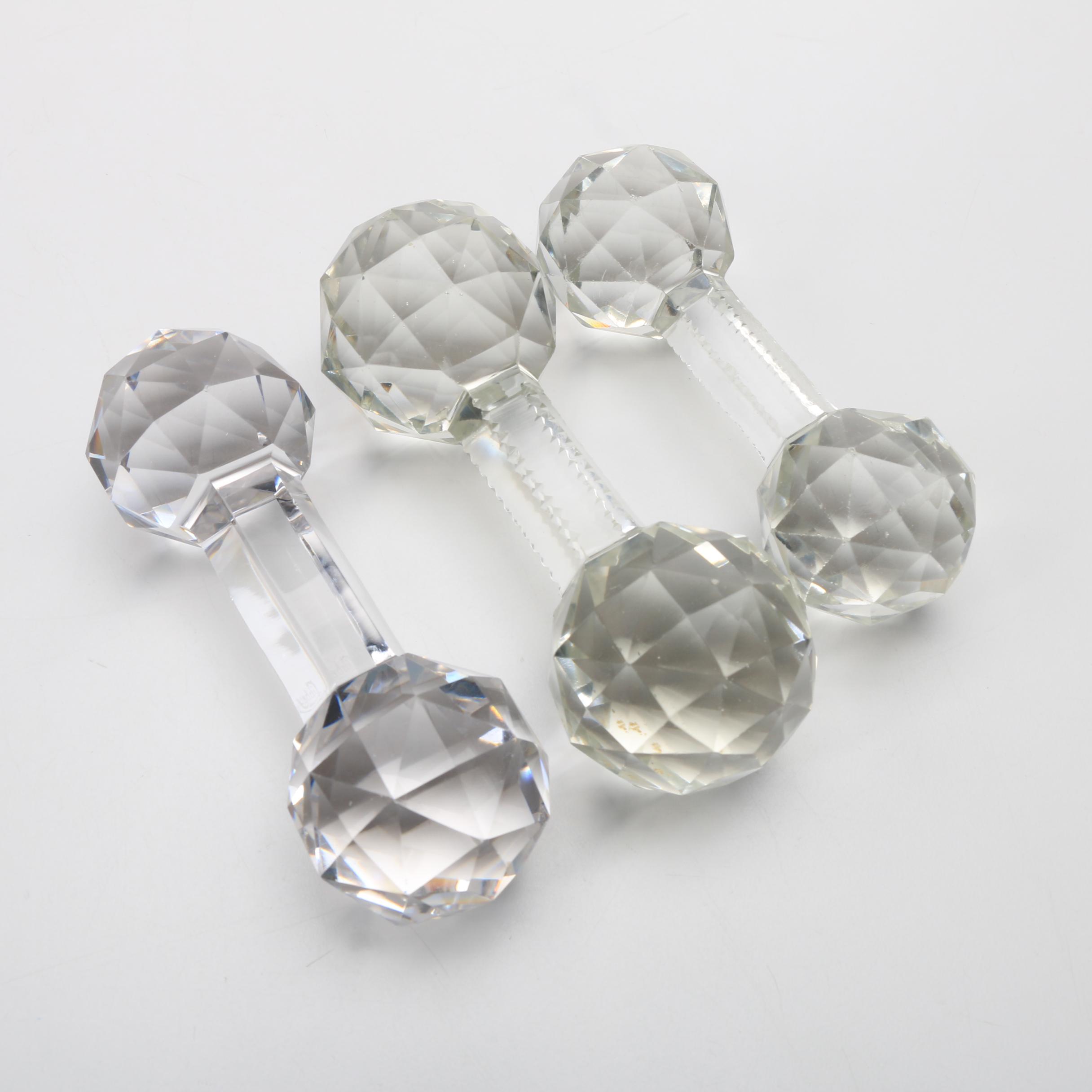 Six Vintage Faceted "Dumb Bell" Form Crystal Knife Rests