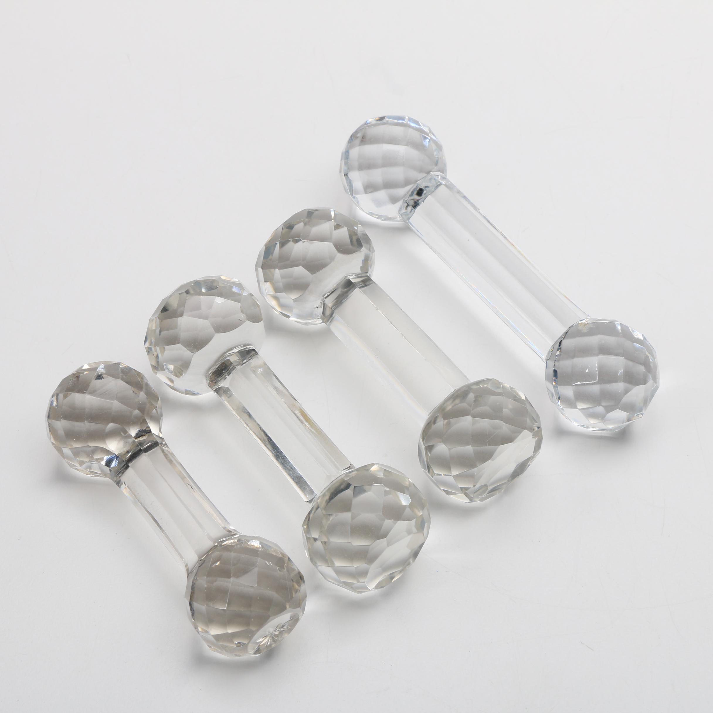 Six Vintage Faceted "Dumb Bell" Form Crystal Knife Rests