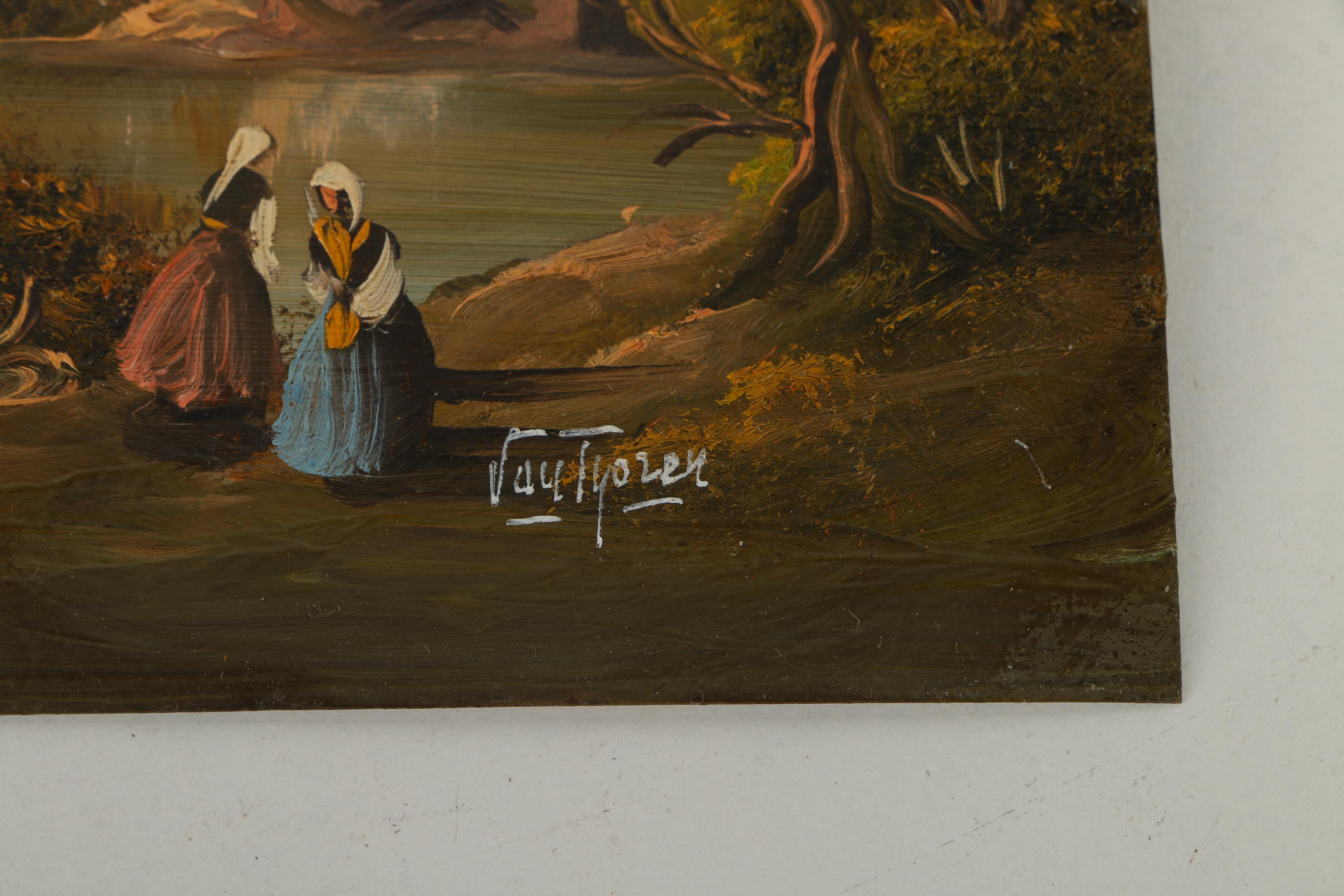 After Otto Van Thoren Oil Paintings on Copper Plate of Genre Scenes