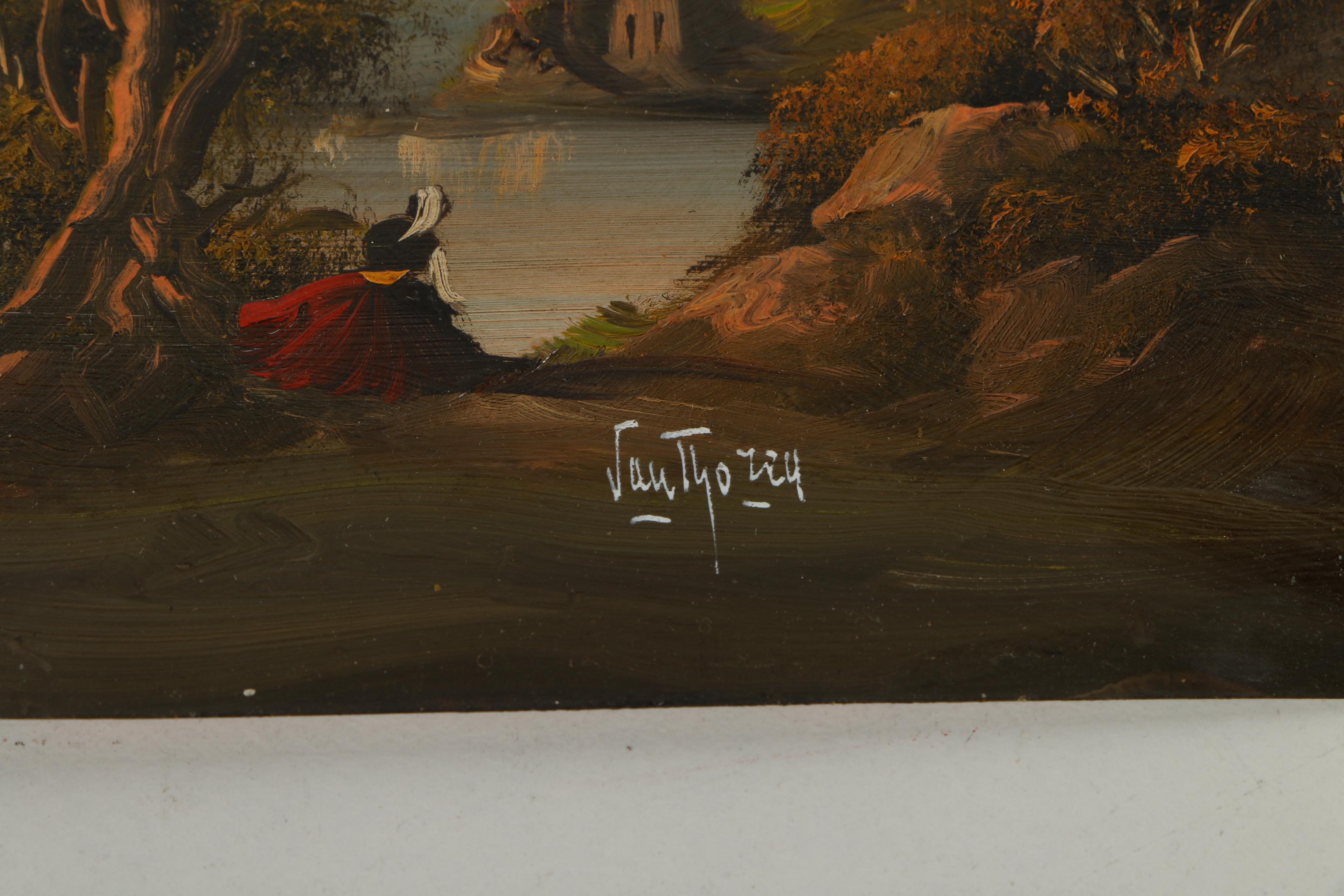 After Otto Van Thoren Oil Paintings on Copper Plate of Genre Scenes