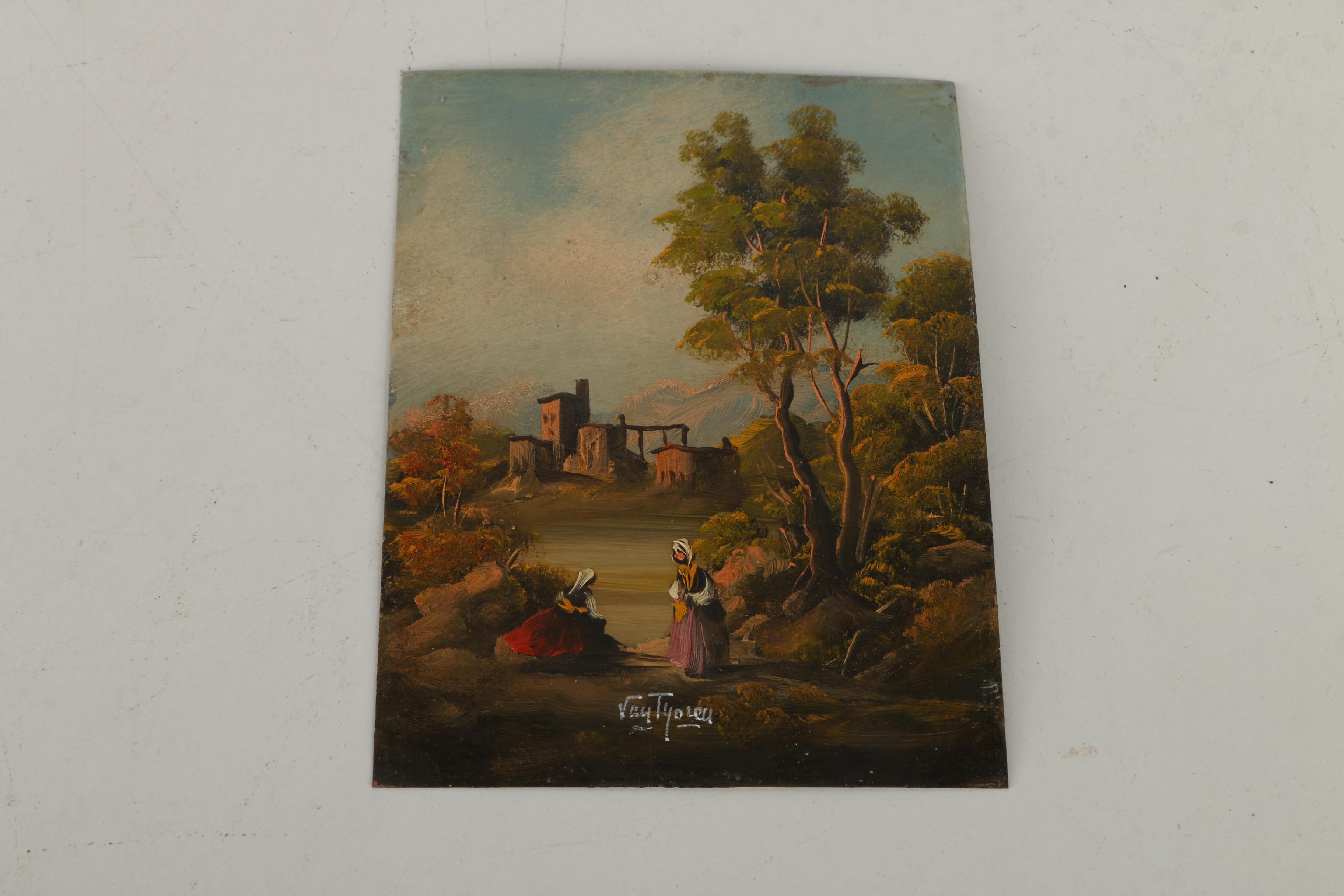 After Otto Van Thoren Oil Paintings on Copper Plate of Genre Scenes