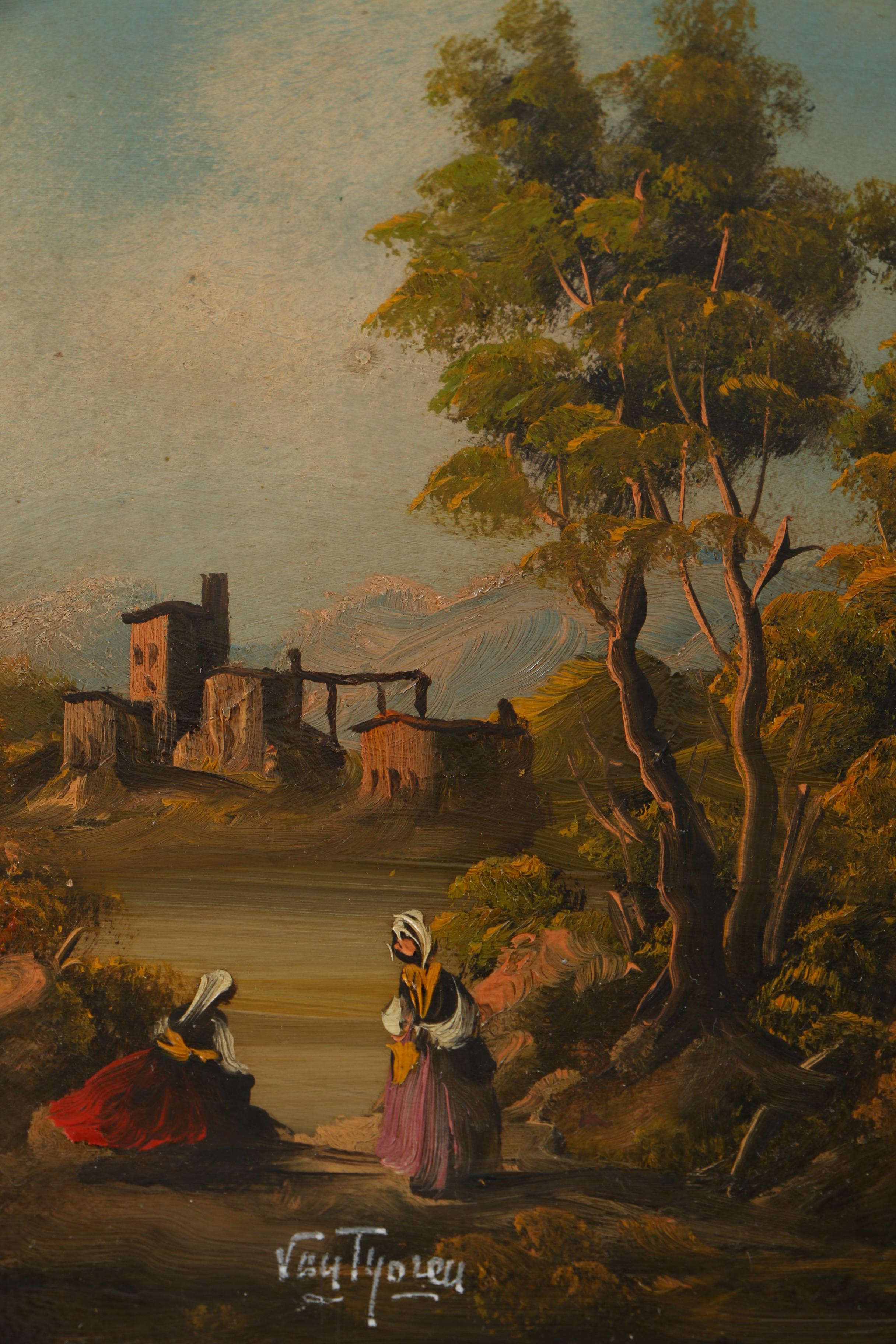 After Otto Van Thoren Oil Paintings on Copper Plate of Genre Scenes