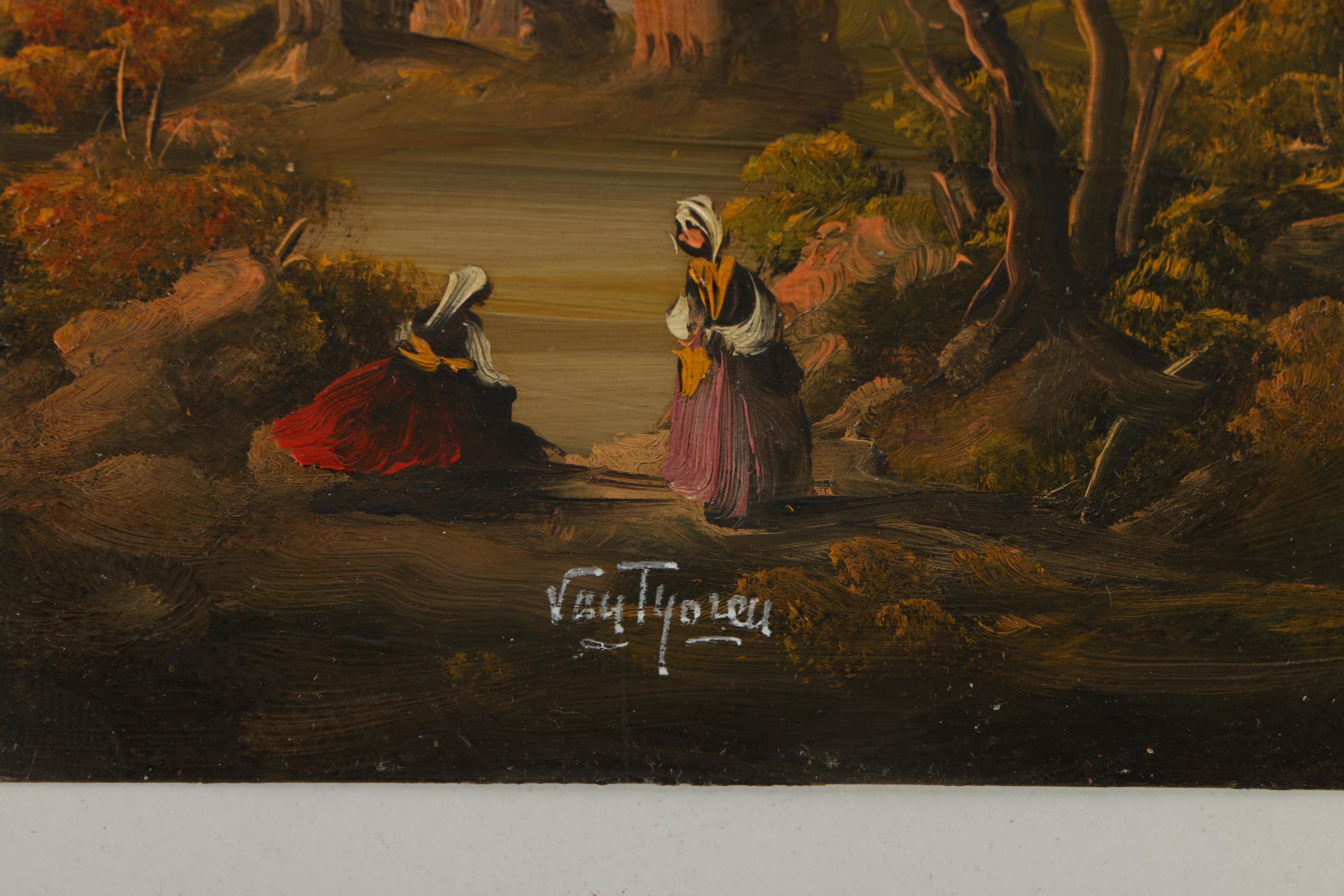 After Otto Van Thoren Oil Paintings on Copper Plate of Genre Scenes