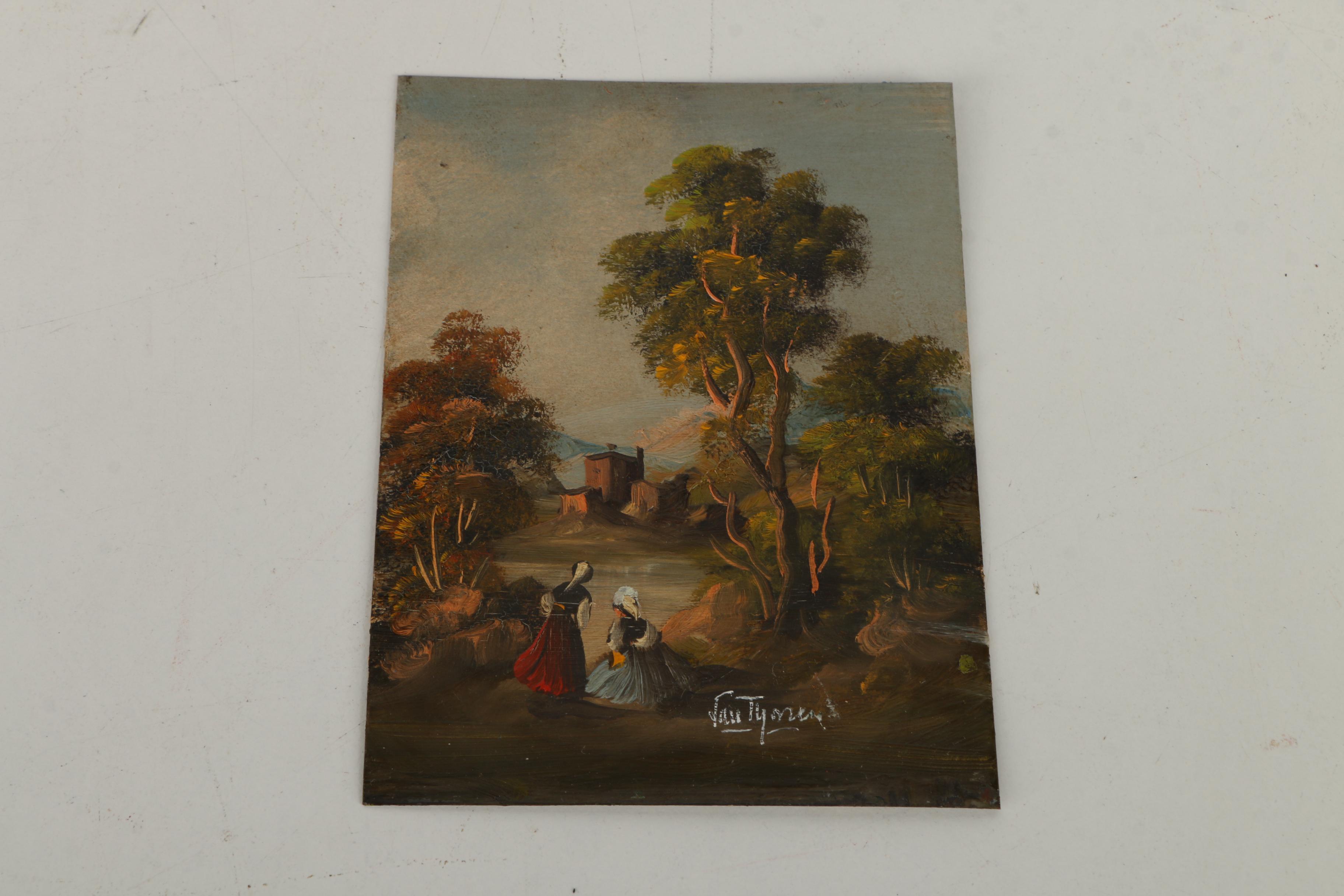 After Otto Van Thoren Oil Paintings on Copper Plate of Genre Scenes