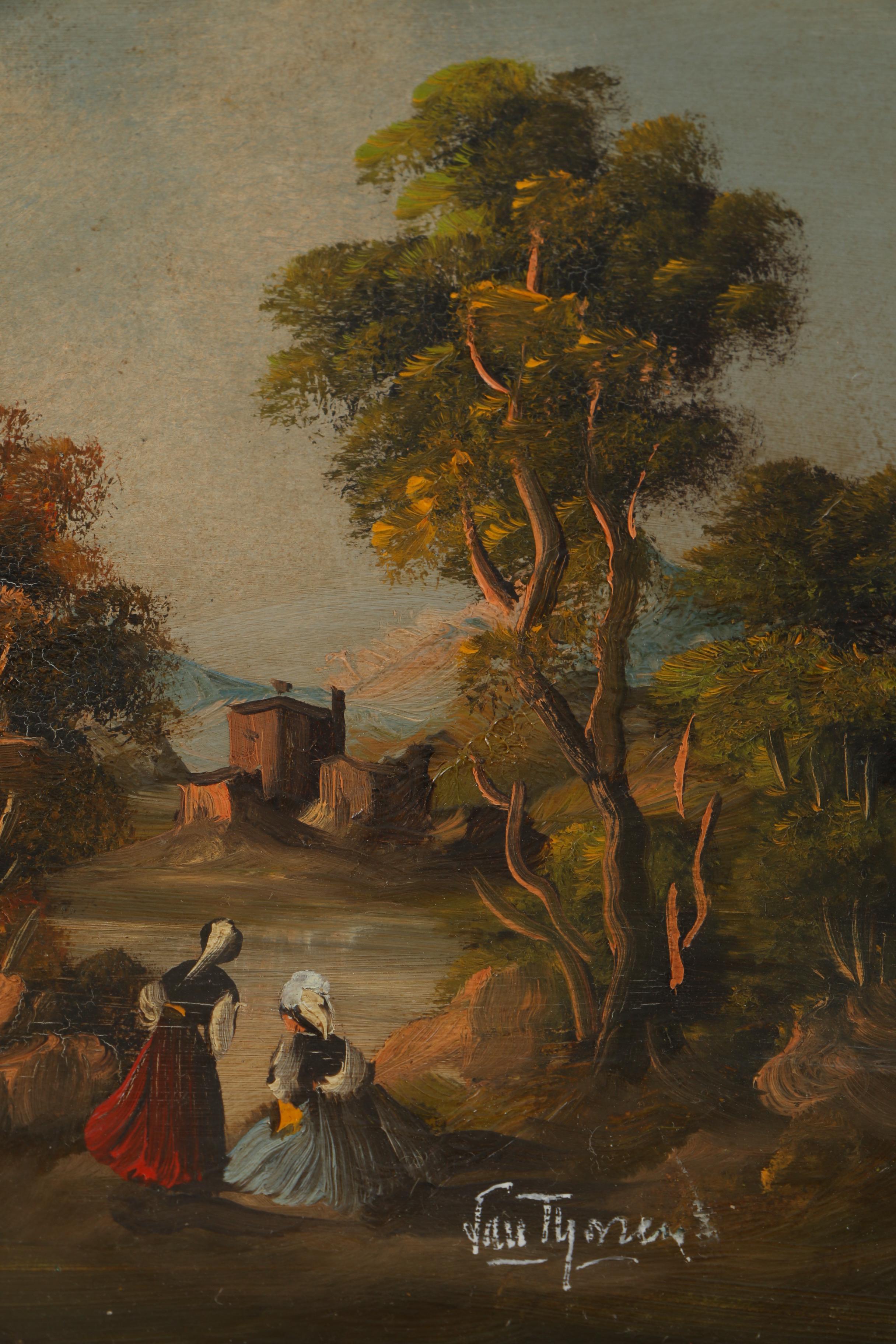 After Otto Van Thoren Oil Paintings on Copper Plate of Genre Scenes