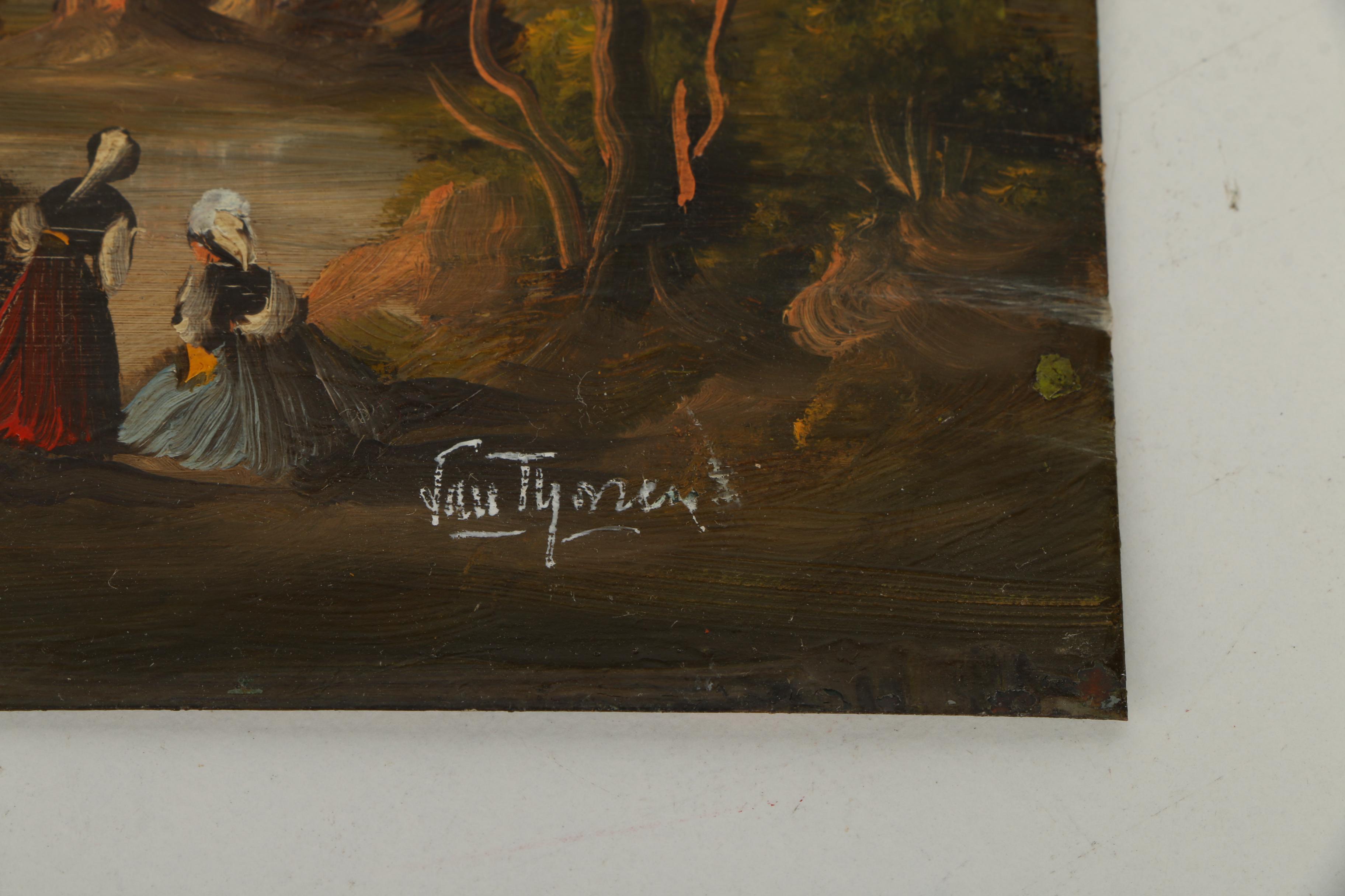 After Otto Van Thoren Oil Paintings on Copper Plate of Genre Scenes