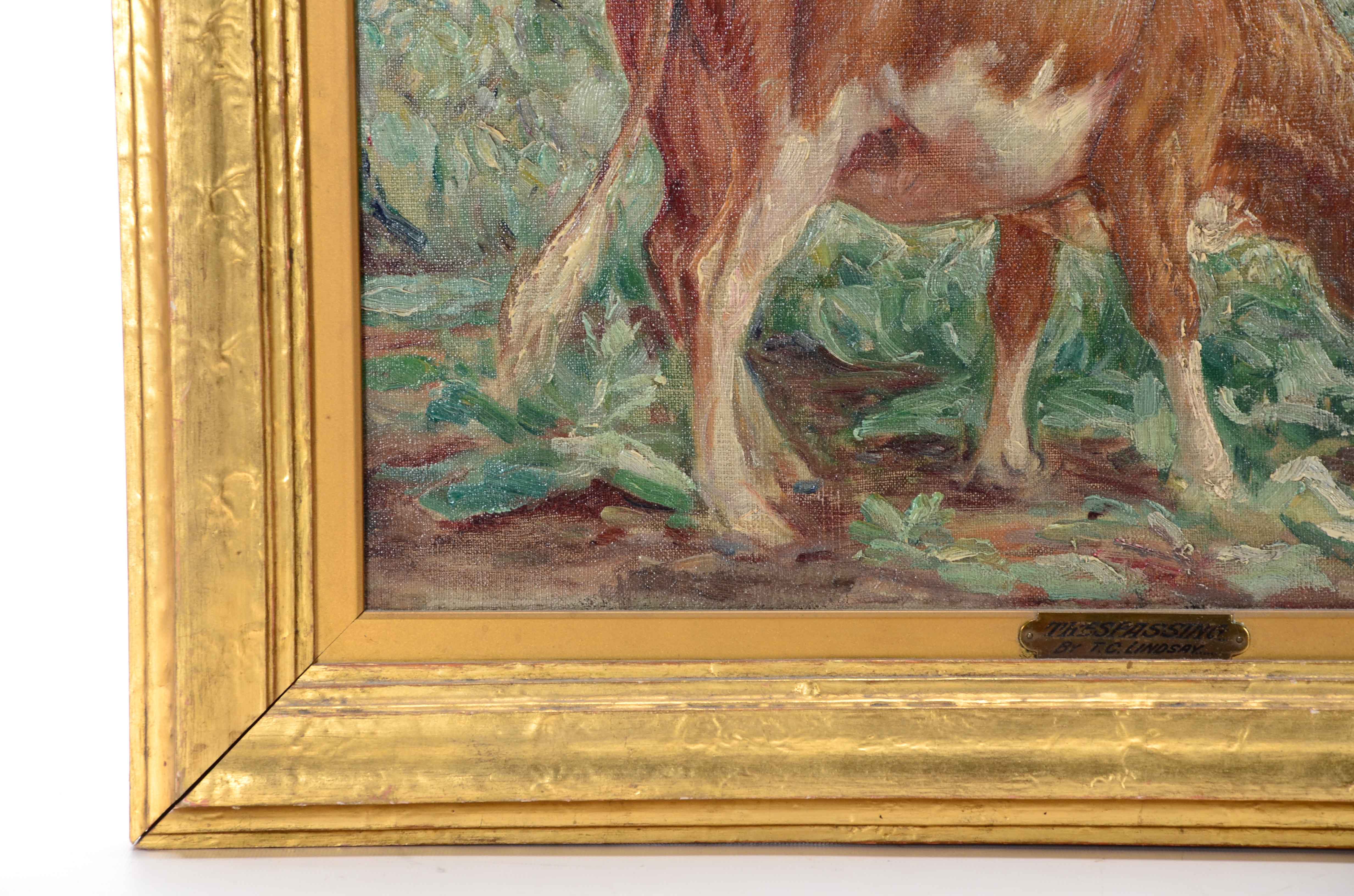 Thomas Corwin Lindsay Original Oil Painting on Canvas "Trespassin