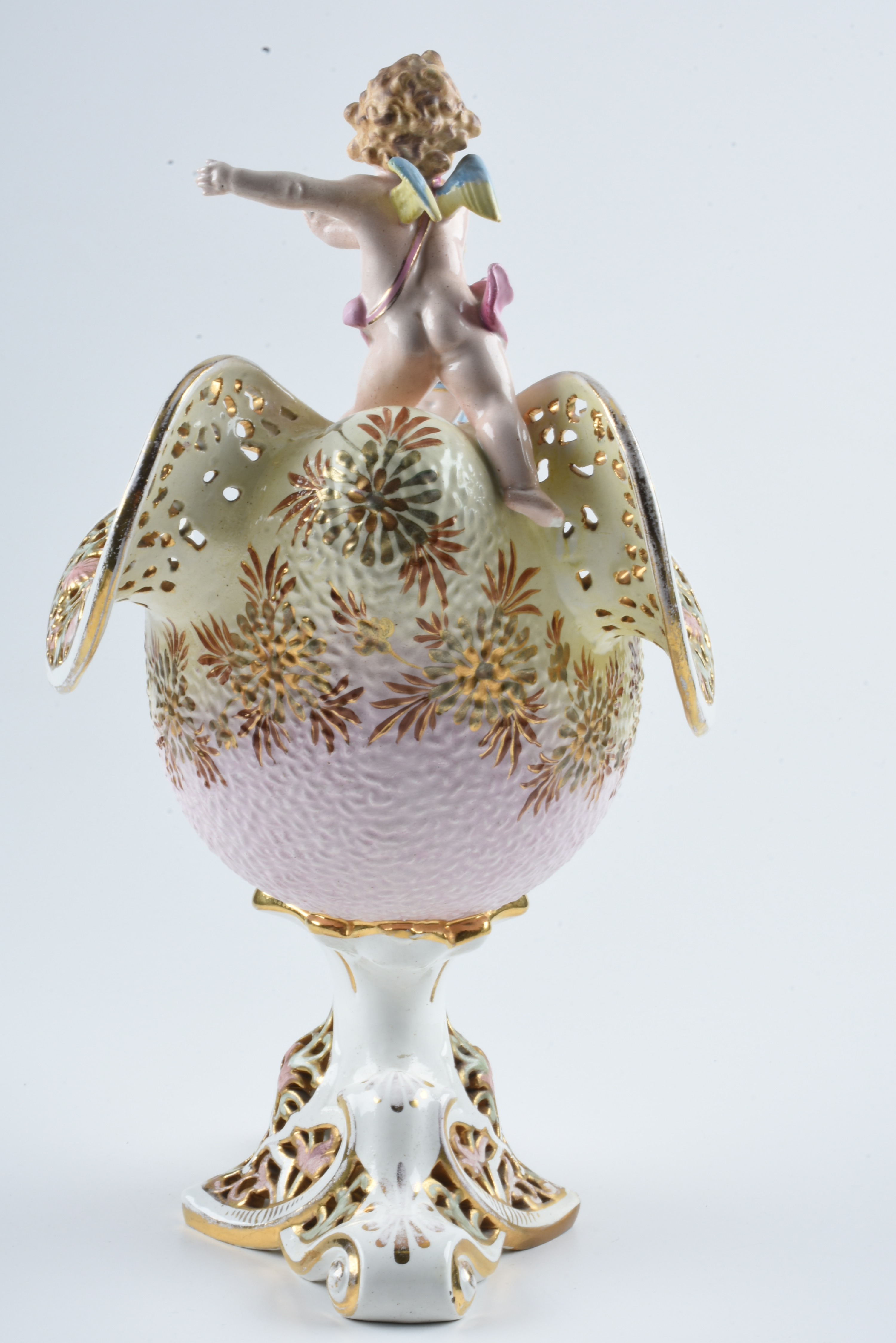 19th-Century Fischer J. Reticulated Ceramic Figural Console Bowl