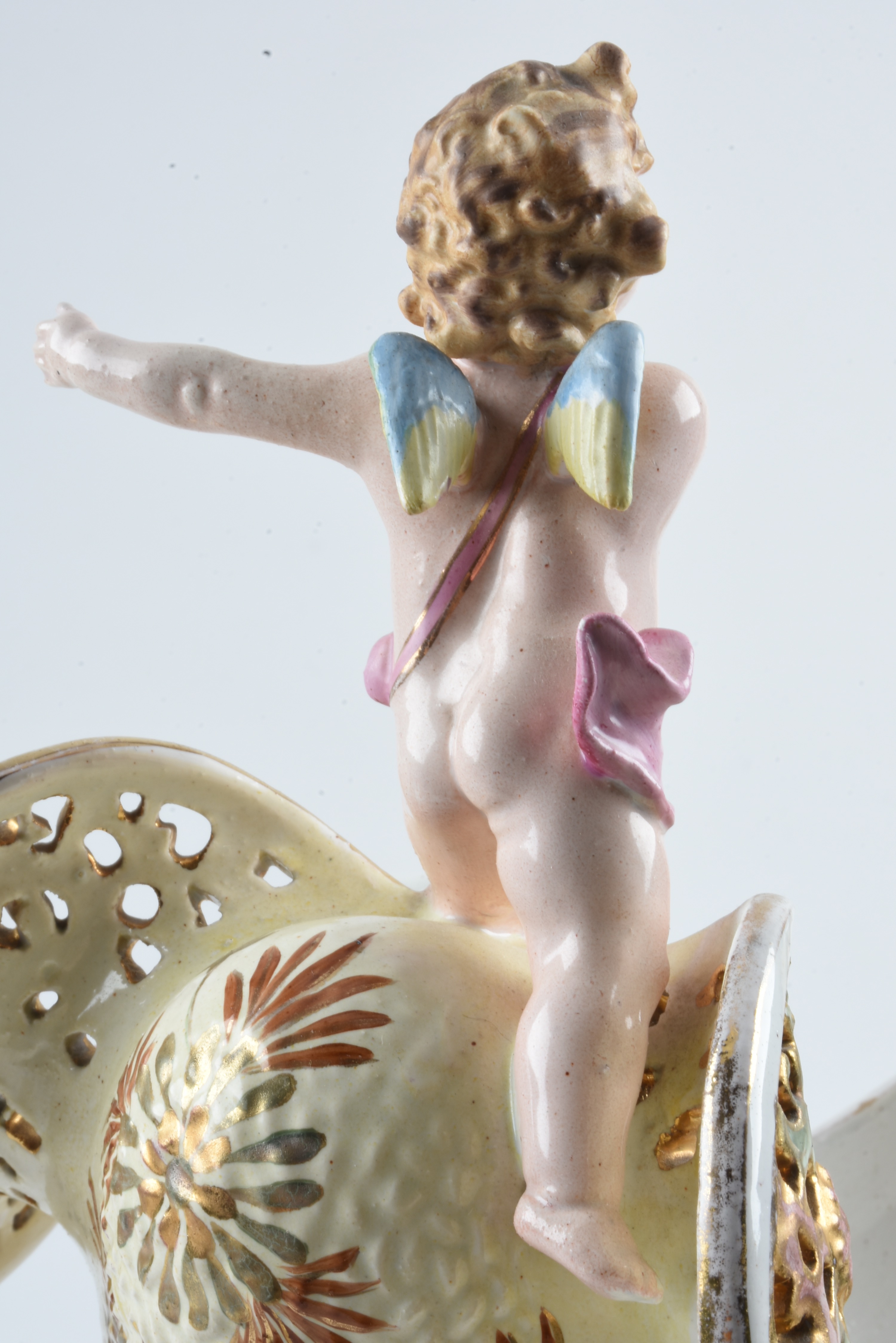 19th-Century Fischer J. Reticulated Ceramic Figural Console Bowl