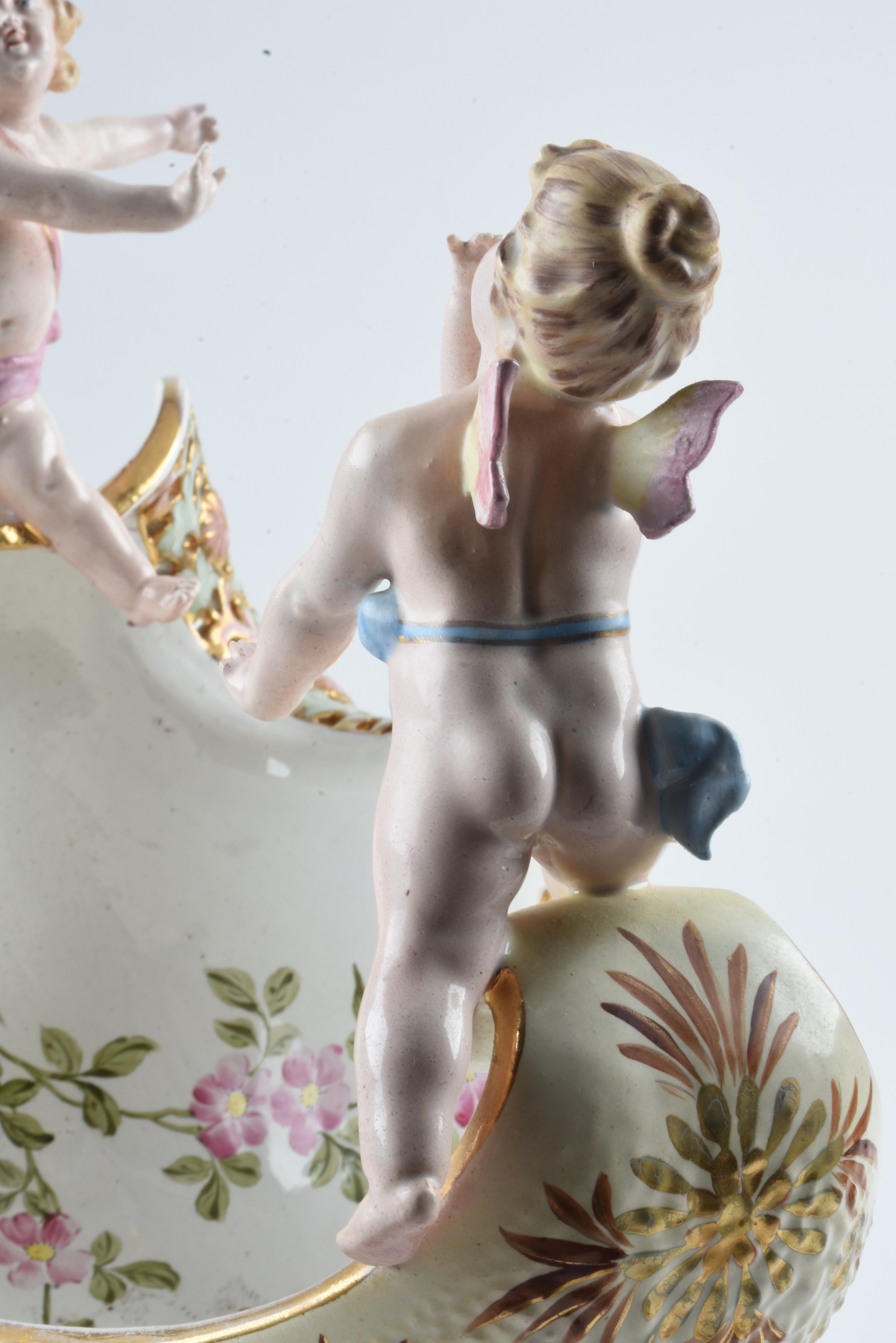 19th-Century Fischer J. Reticulated Ceramic Figural Console Bowl