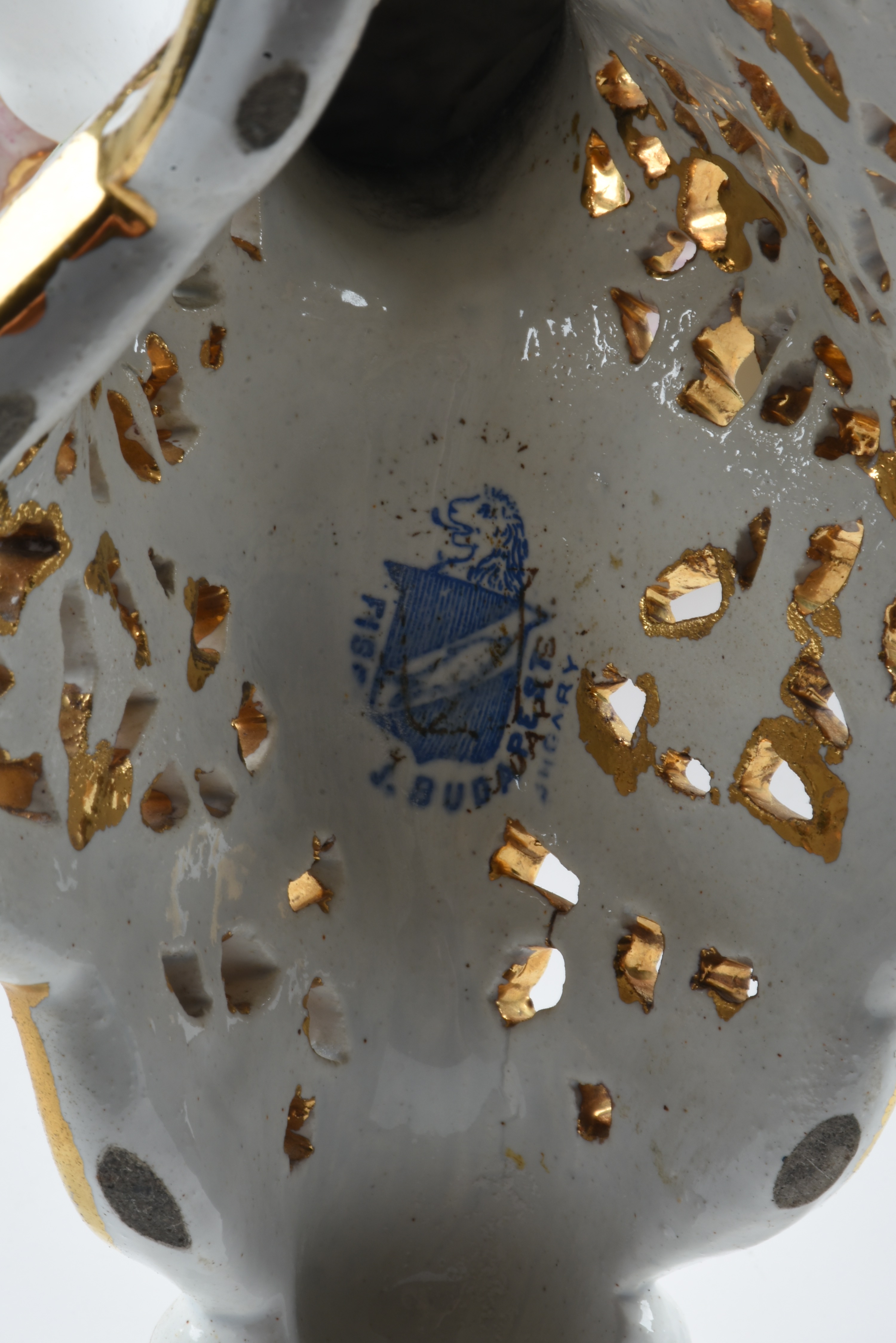 19th-Century Fischer J. Reticulated Ceramic Figural Console Bowl