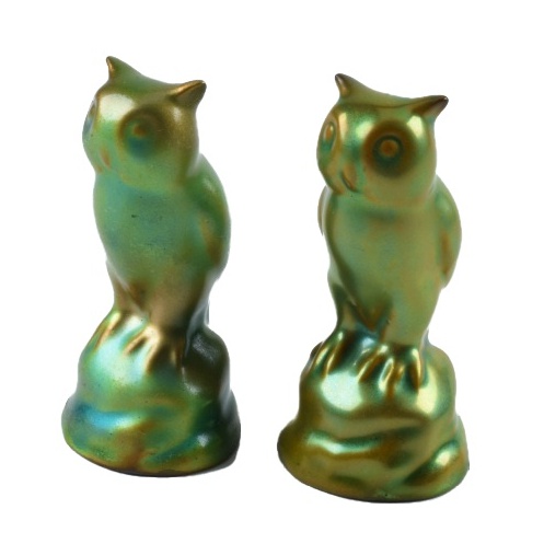 Zsolnay Pottery Ceramic Owl Figurines