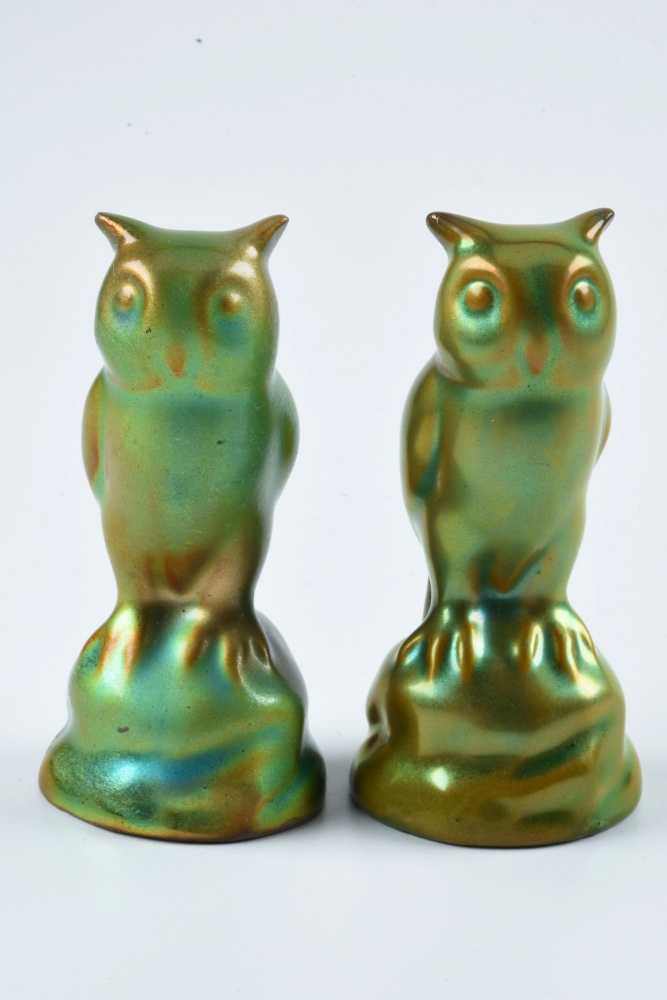 Zsolnay Pottery Ceramic Owl Figurines