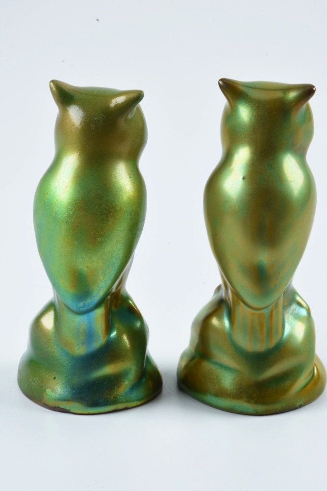 Zsolnay Pottery Ceramic Owl Figurines