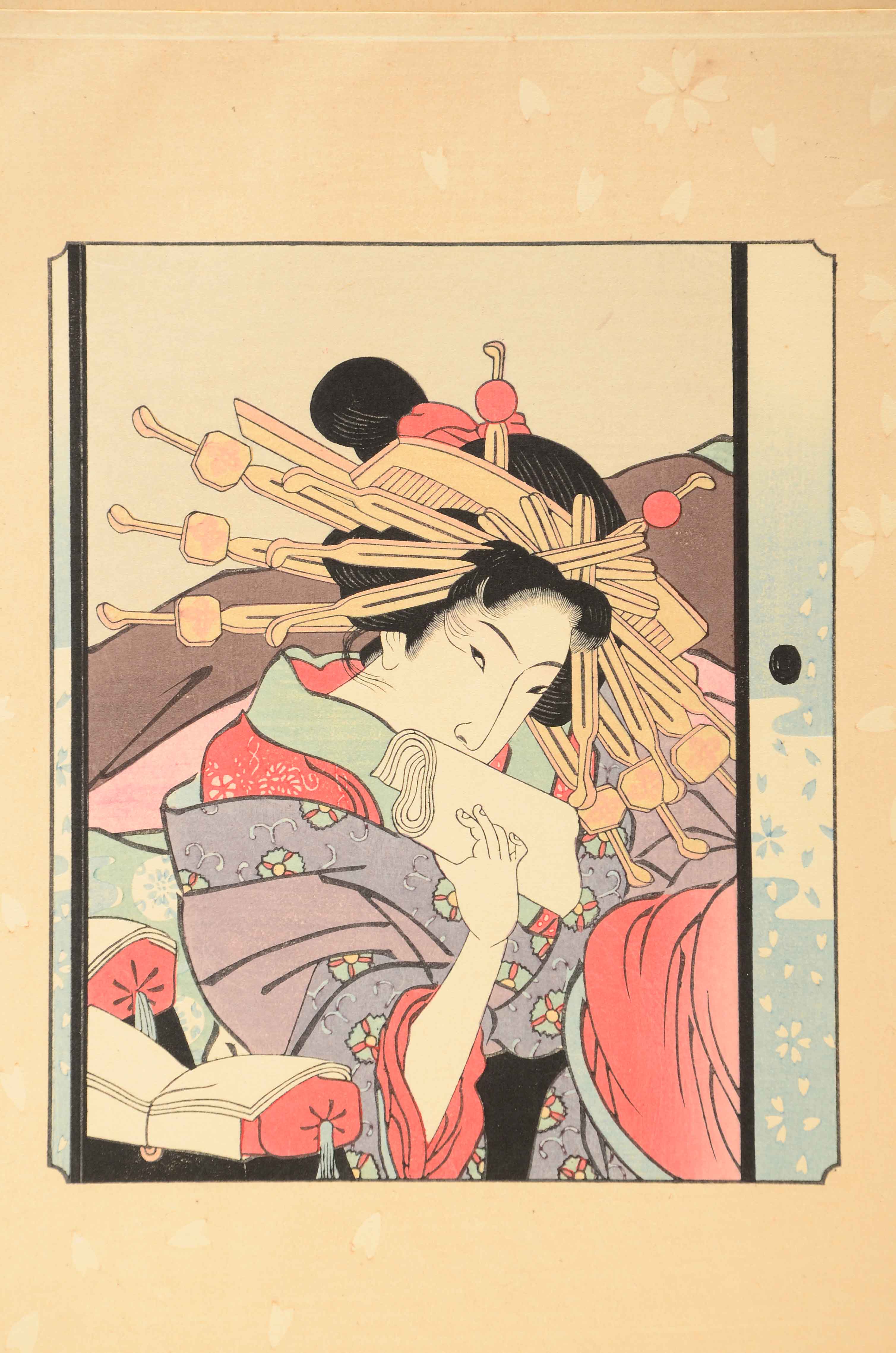 Three Partially-Nude Japanese Woodblock Portraits