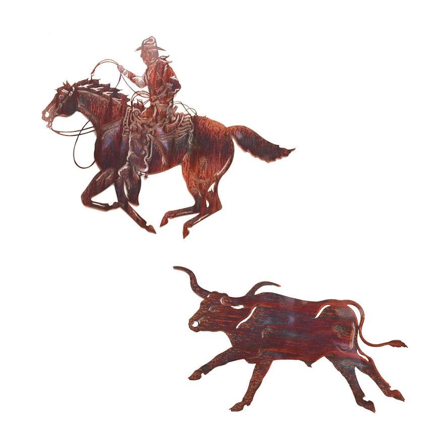 Pair of Copper Western Wall Hangings