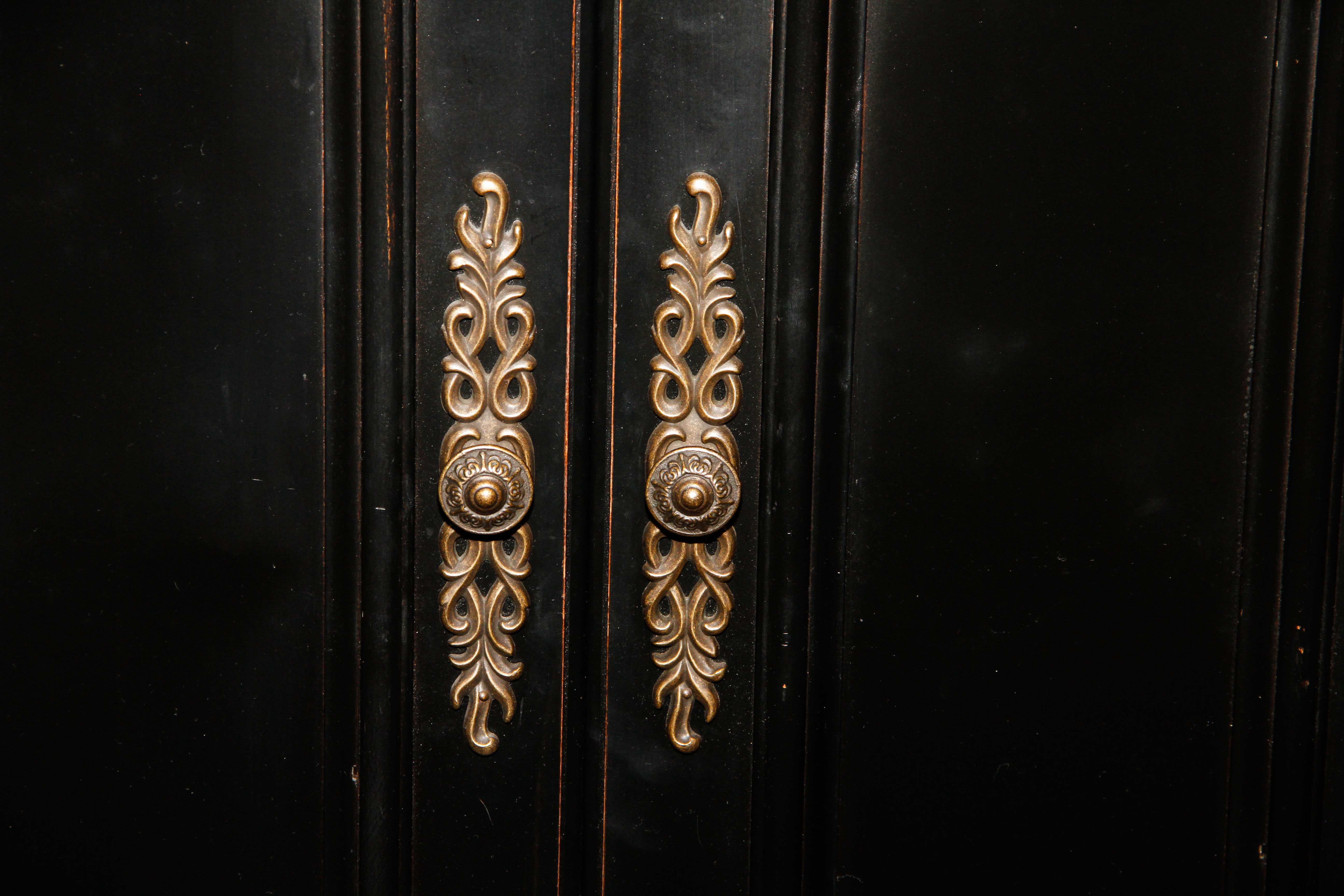 Black Wooden Computer Armoire