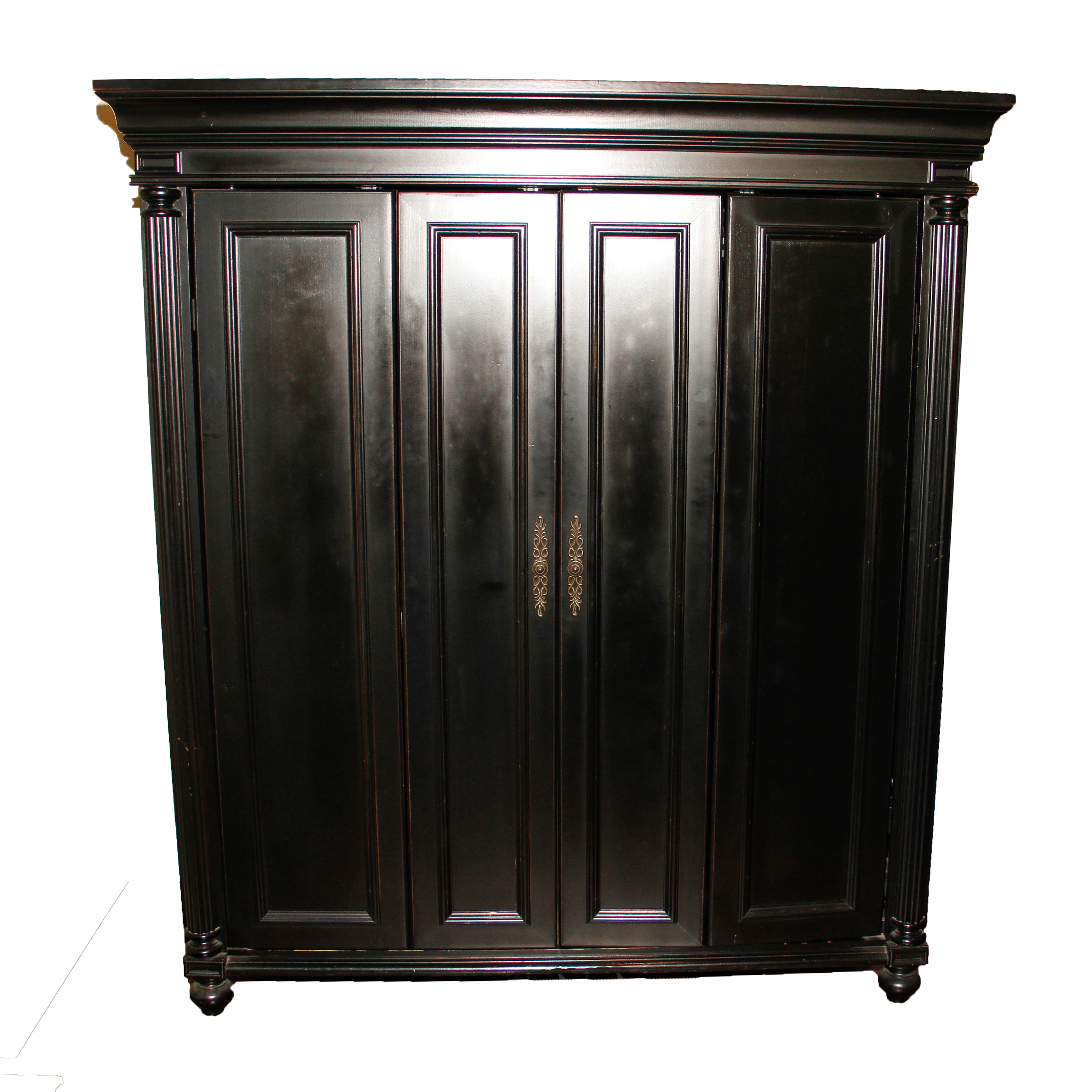 Black Wooden Computer Armoire