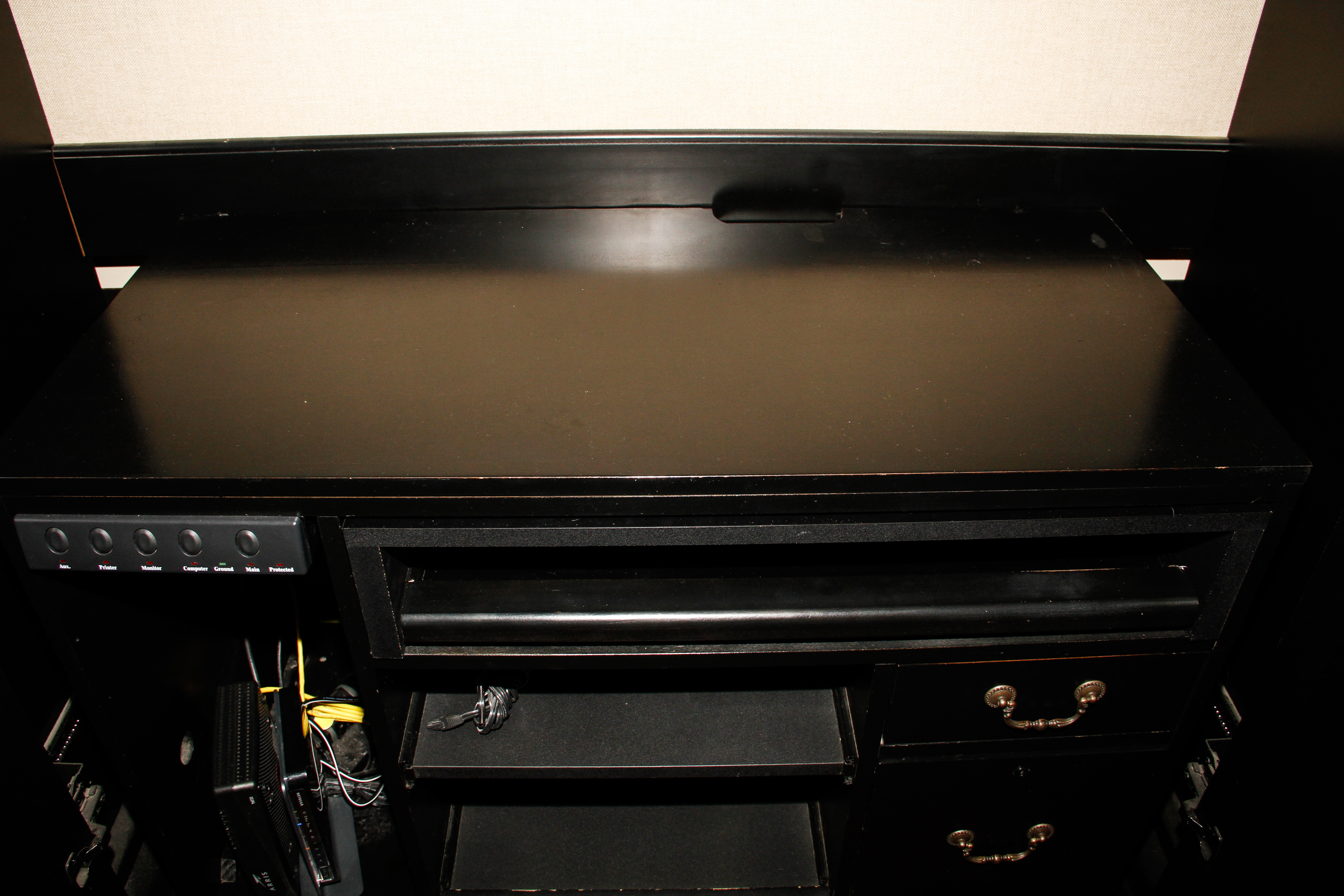 Black Wooden Computer Armoire