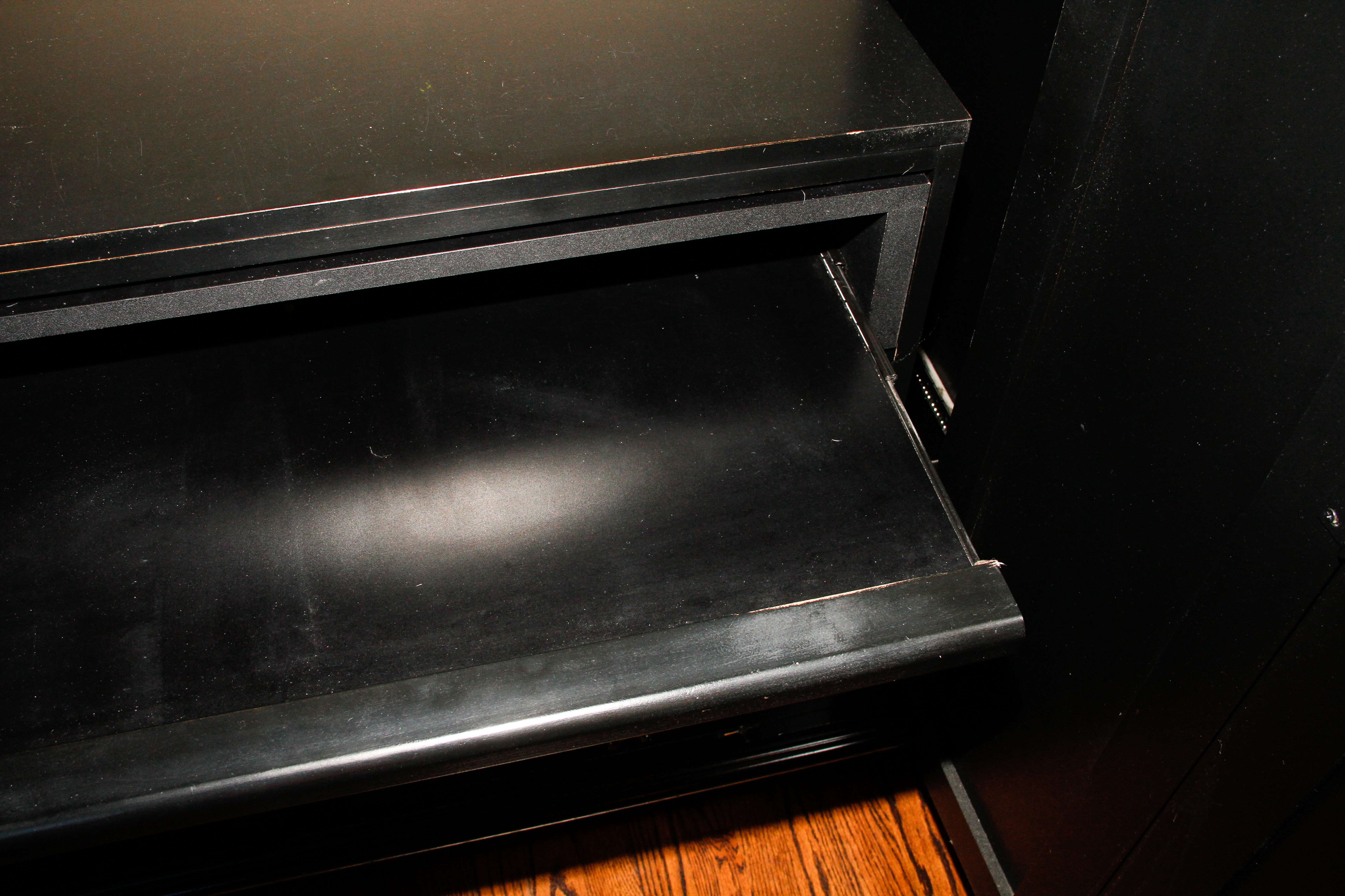 Black Wooden Computer Armoire