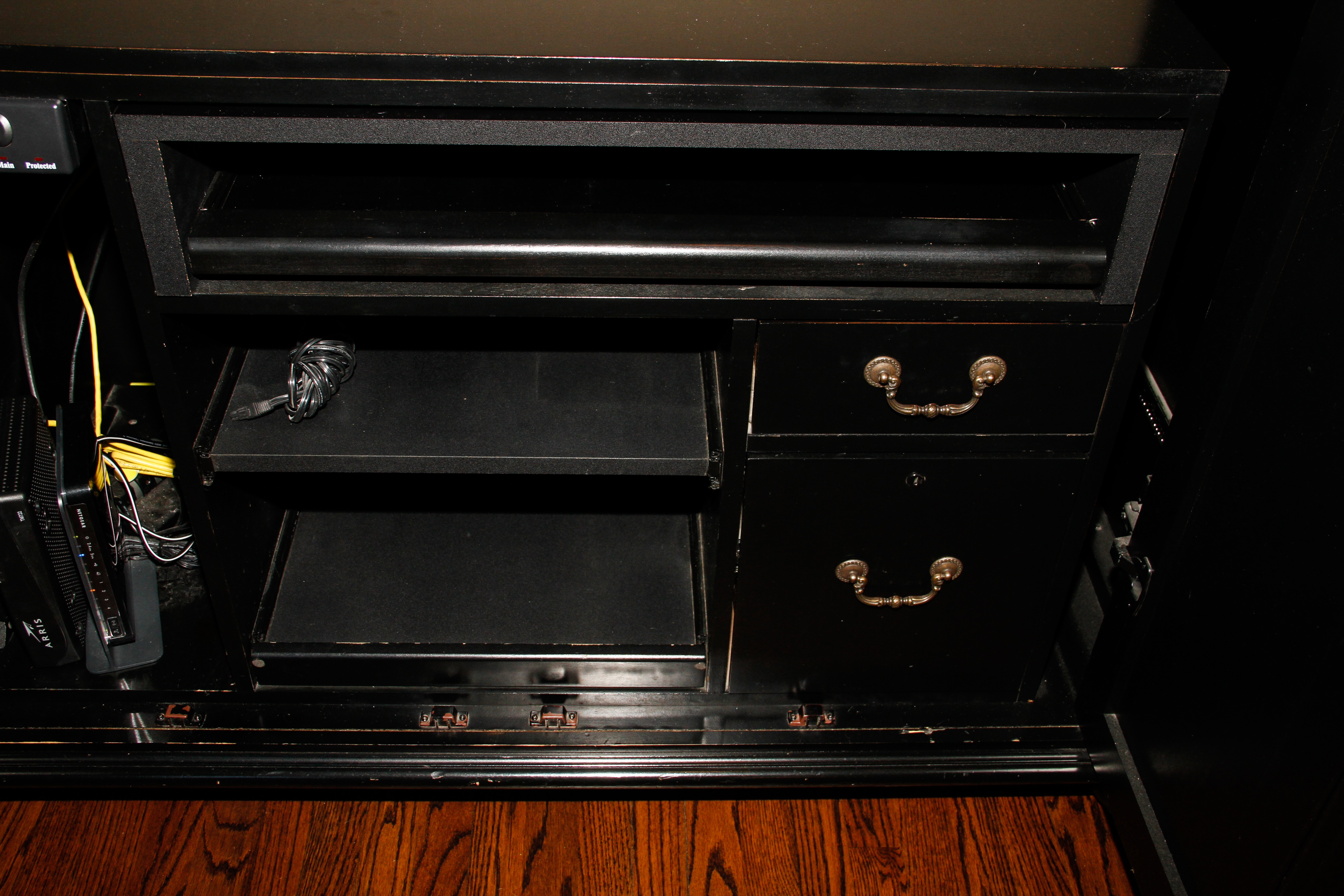 Black Wooden Computer Armoire