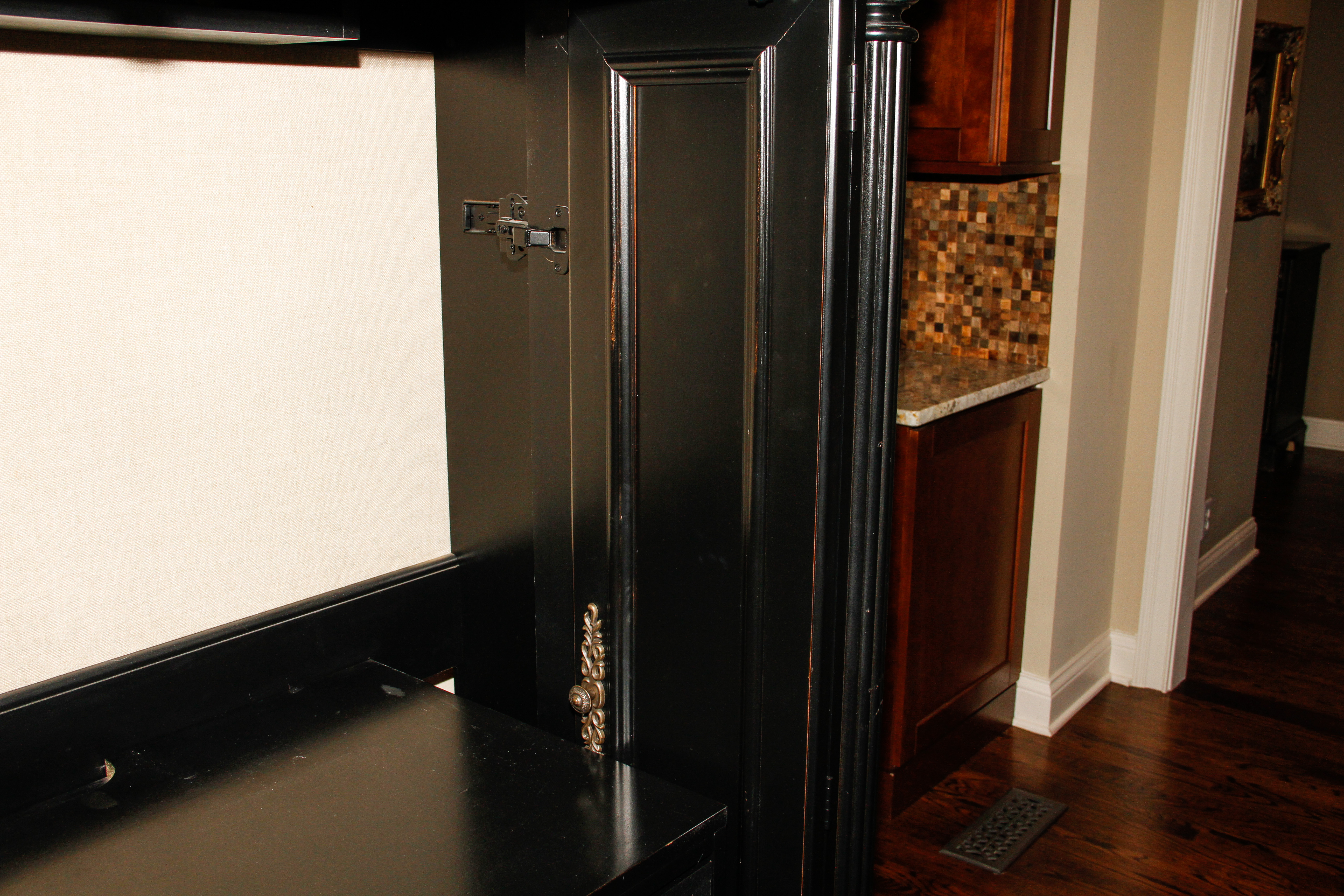 Black Wooden Computer Armoire