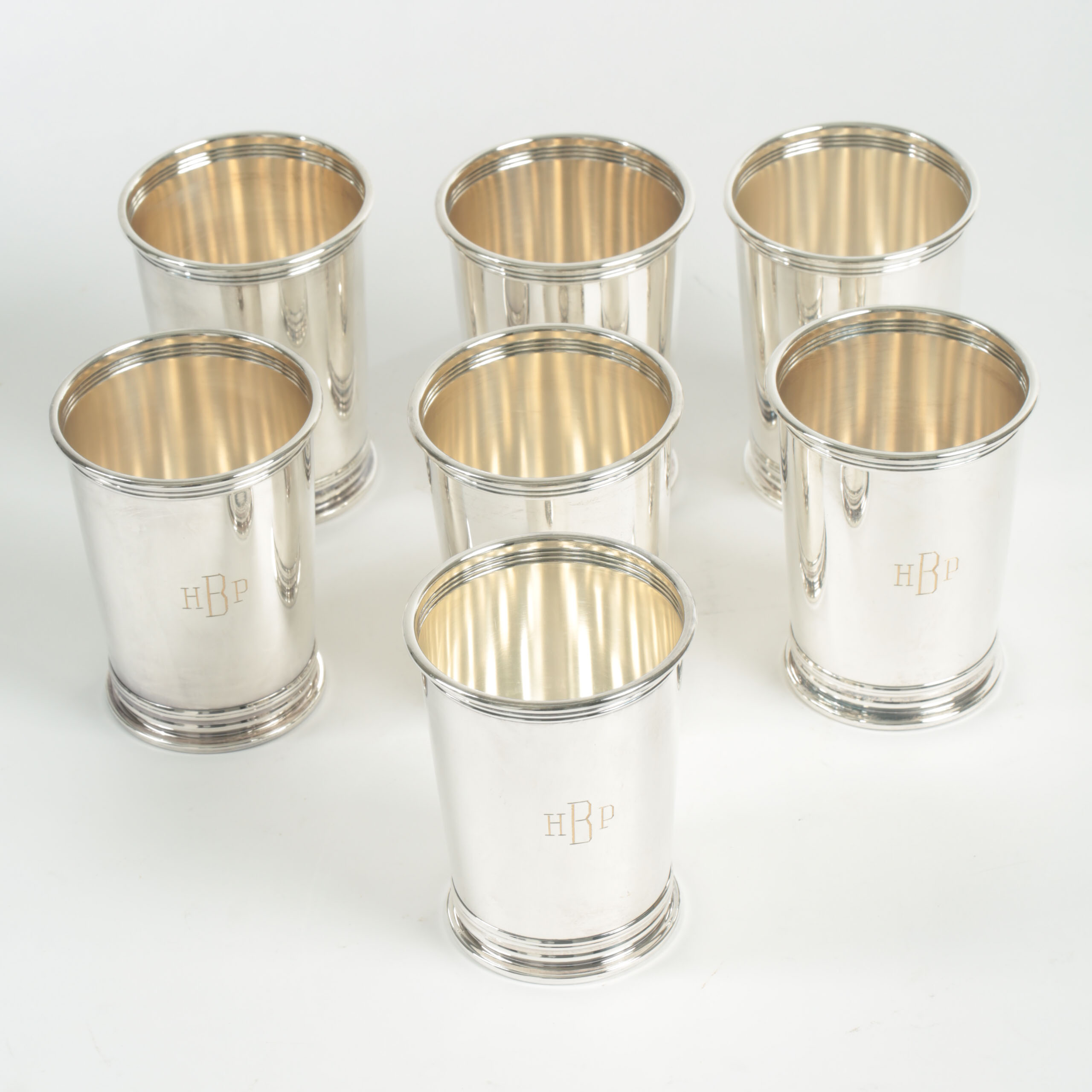 Set of Monogrammed Silver Plated Cups