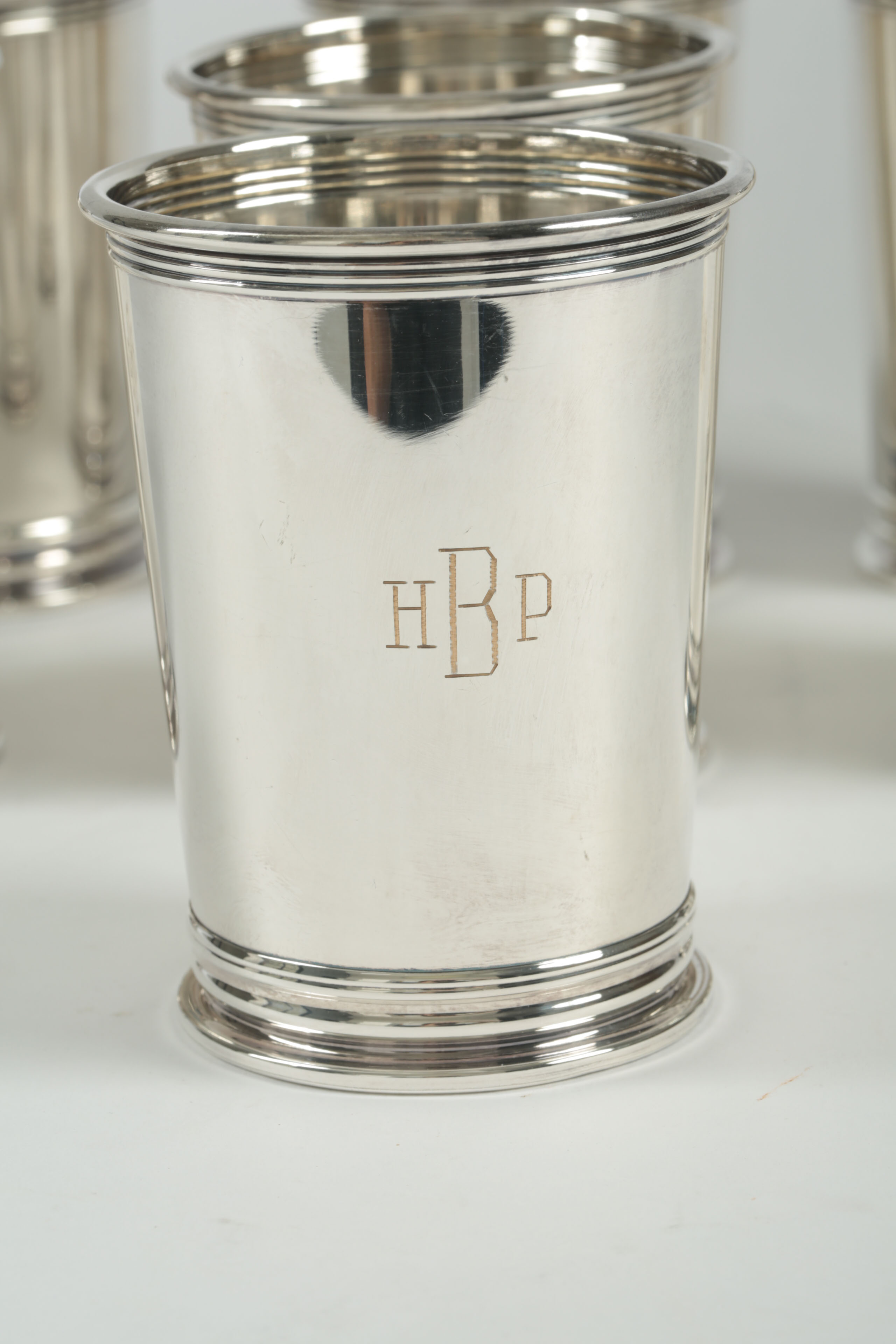 Set of Monogrammed Silver Plated Cups